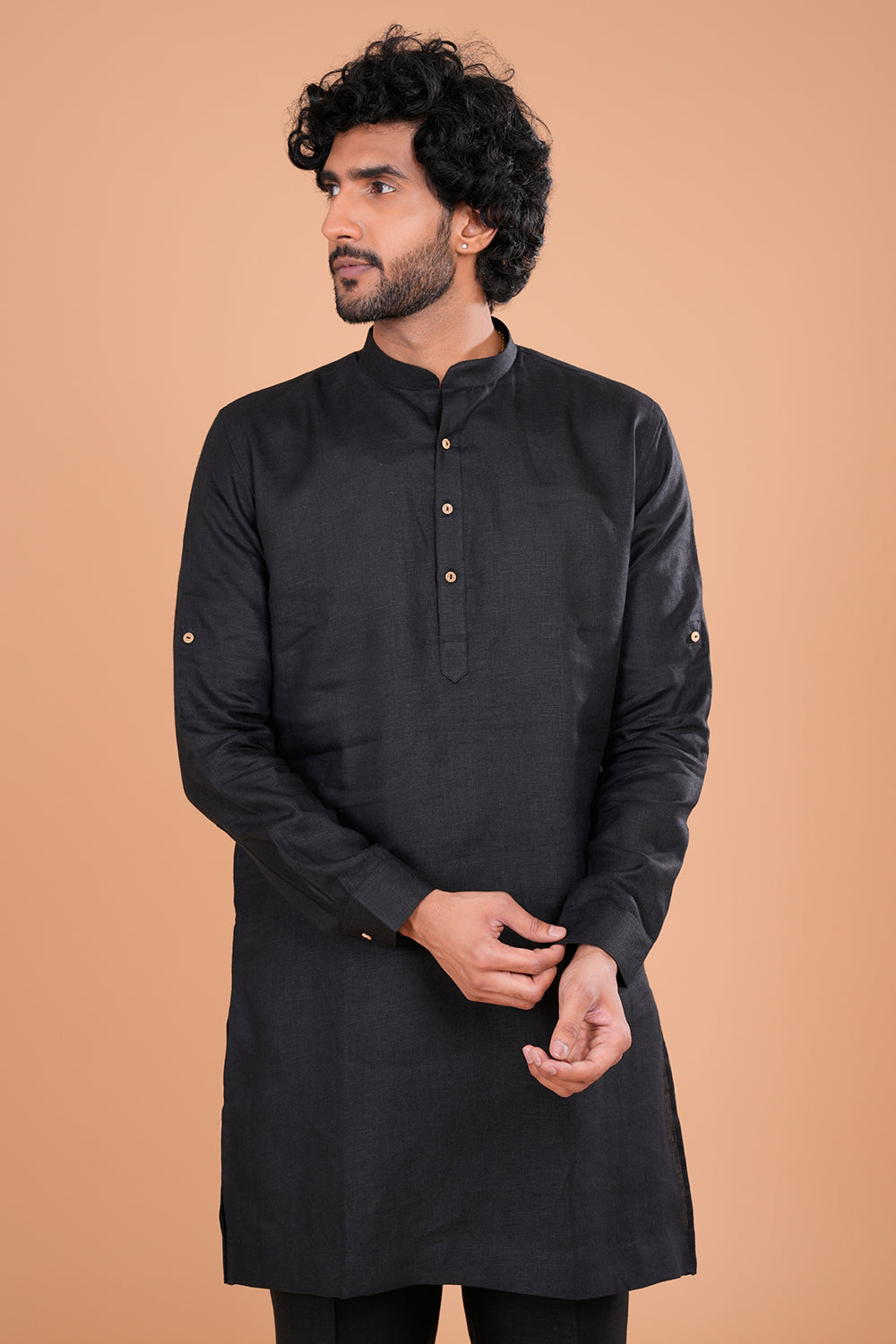 Classic Black Minimal Men's Kurta Set
