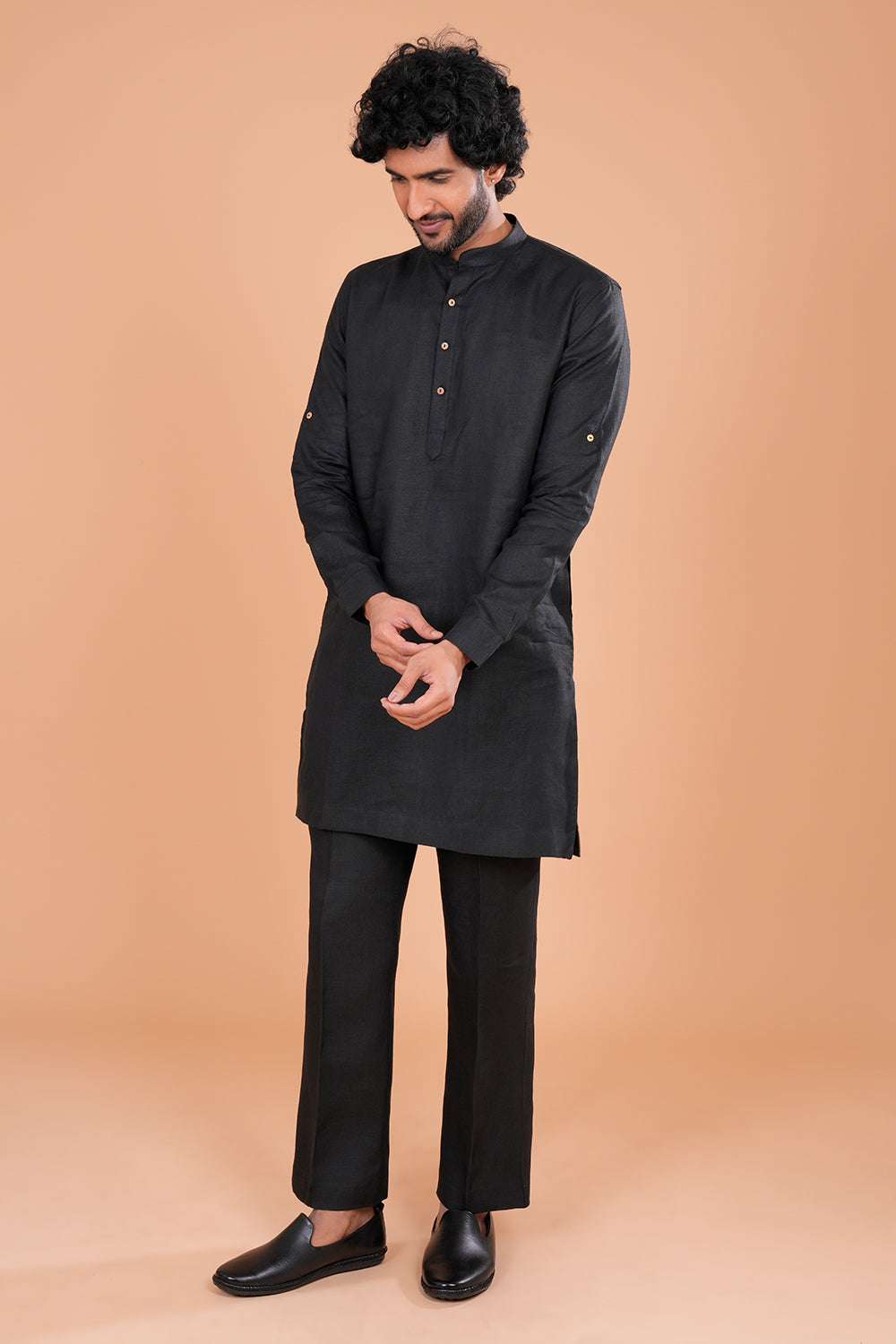 Classic Black Minimal Men's Kurta Set
