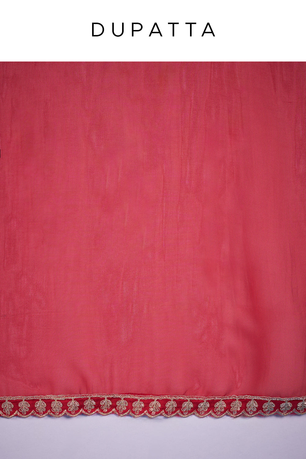 Coral Red Muslin Kurta Set with Zari Embroidery