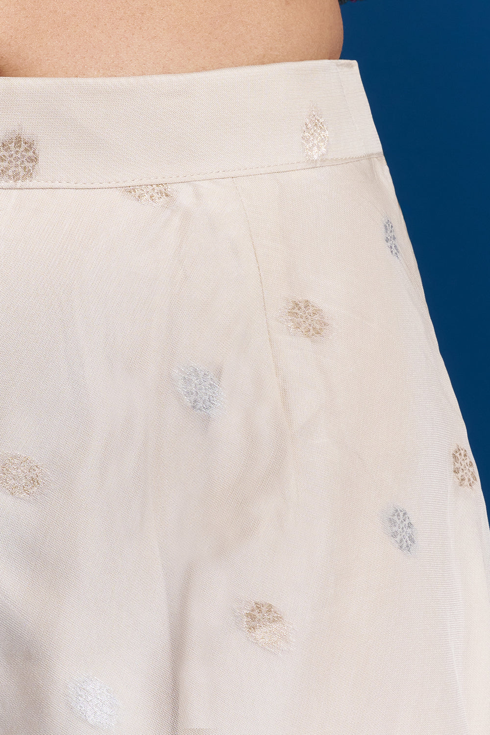 Cream Brocade Palazzo Set with Zardozi Work