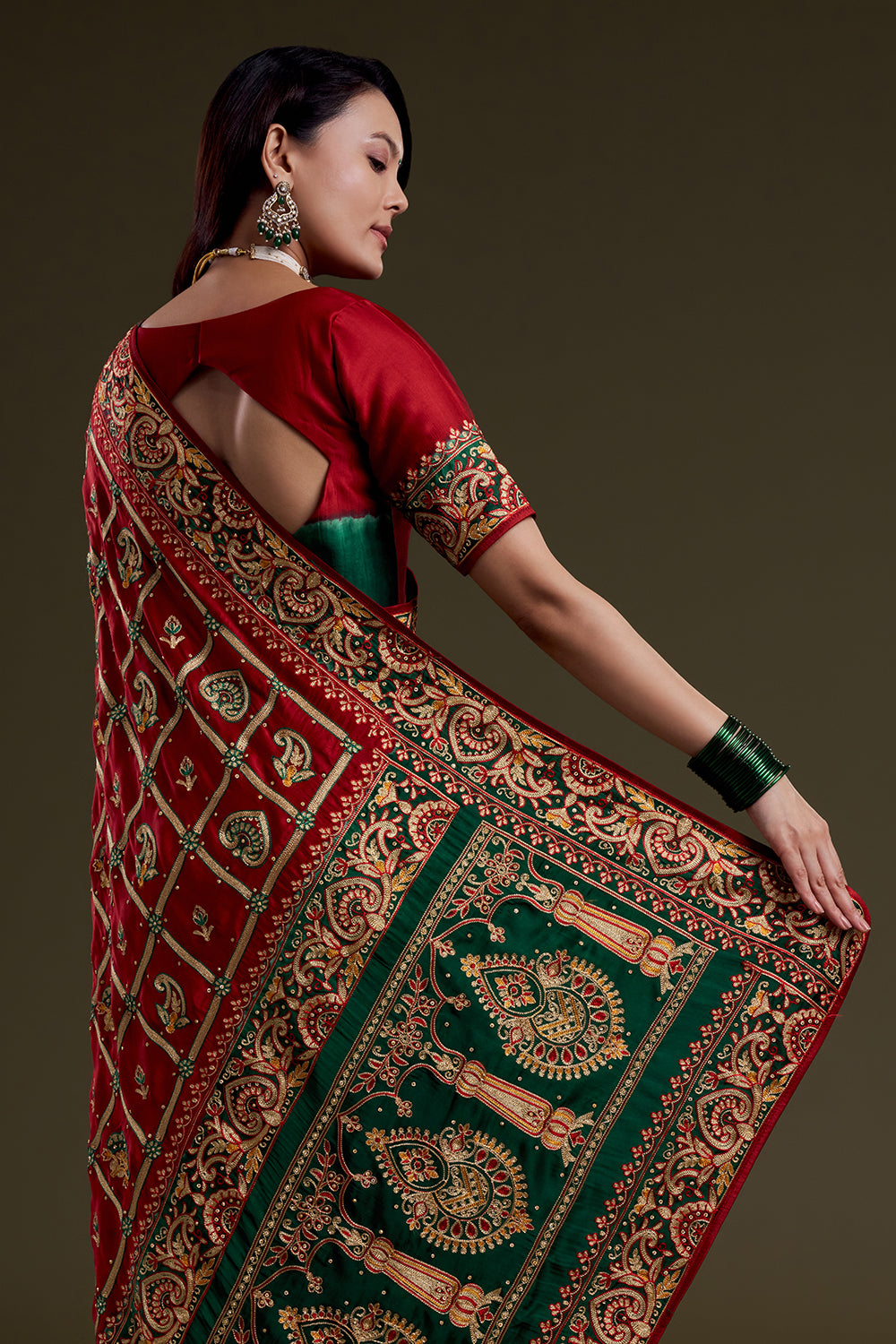Crimson Heritage Embroidered Saree