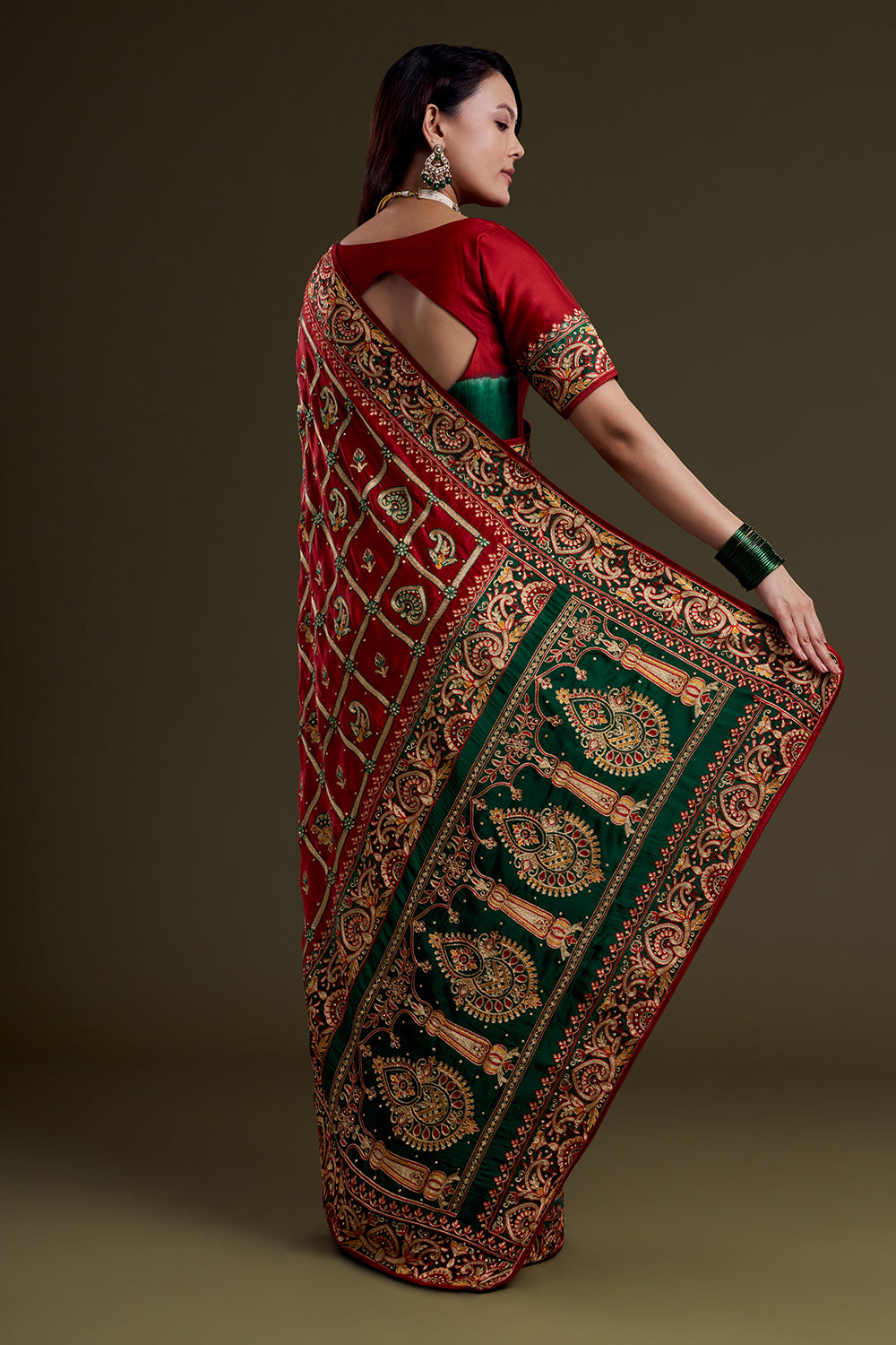 Crimson Heritage Embroidered Saree