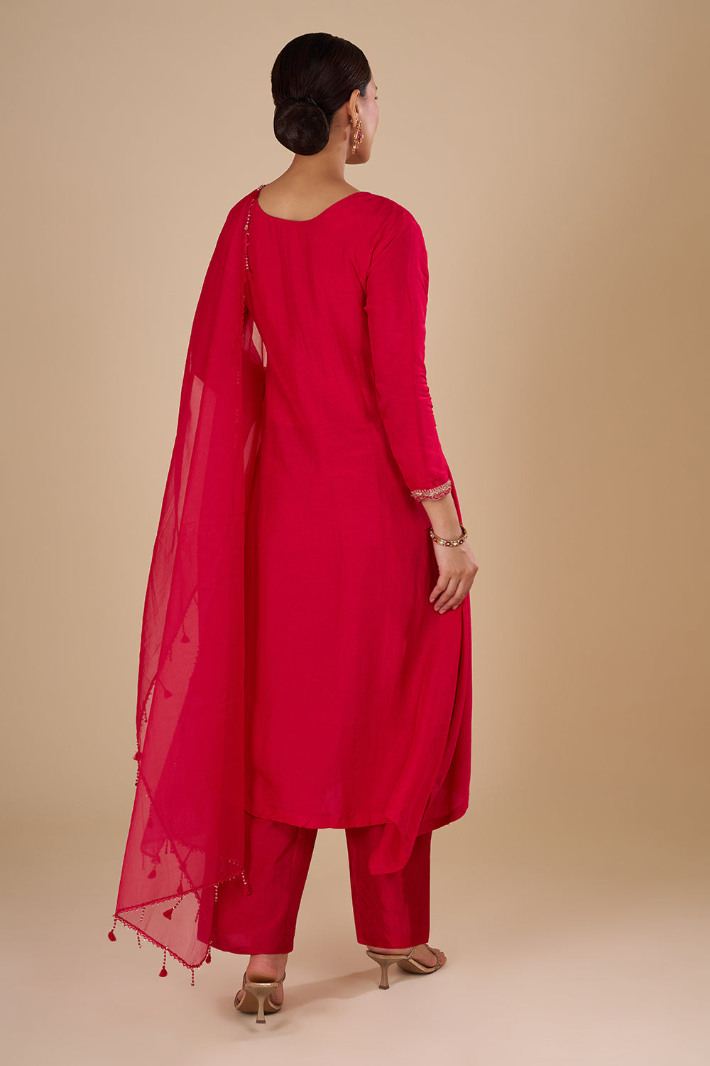 Crimson Red Silk Blend Kurta Set
