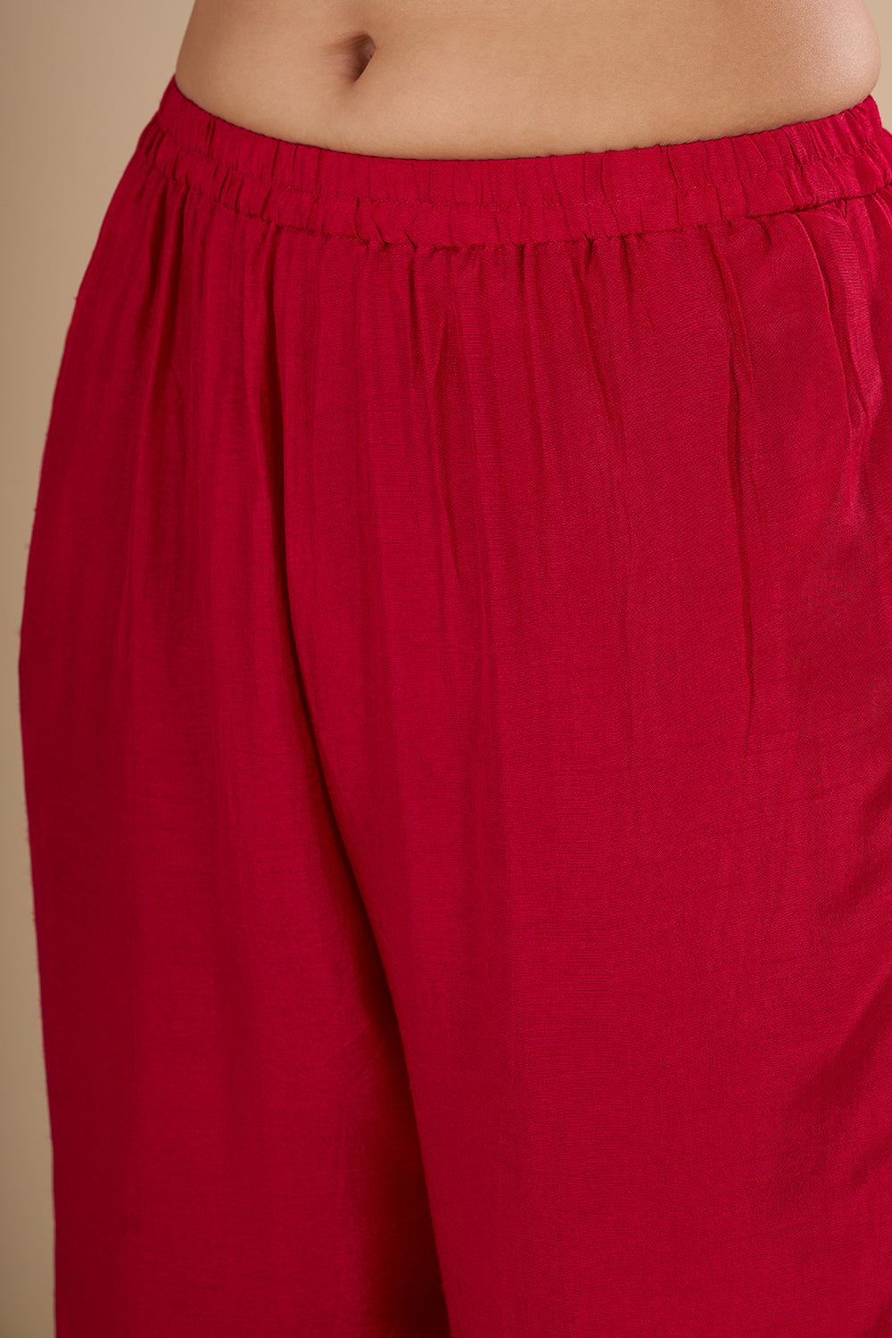 Crimson Red Silk Blend Kurta Set