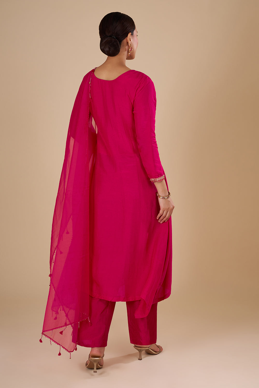 Rani Pink Silk Blend Kurta Set