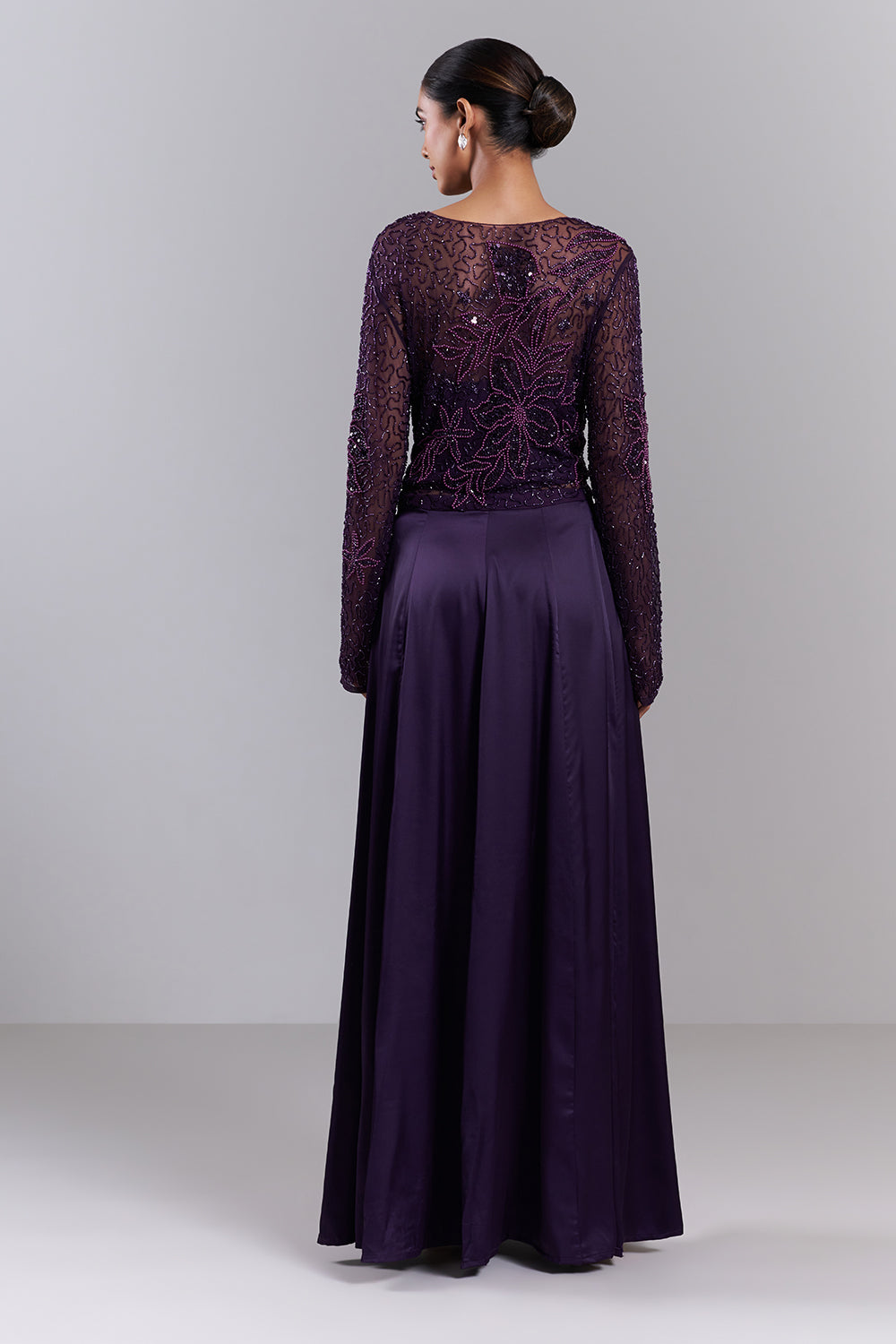 Dark Purple Embellished Net Gown