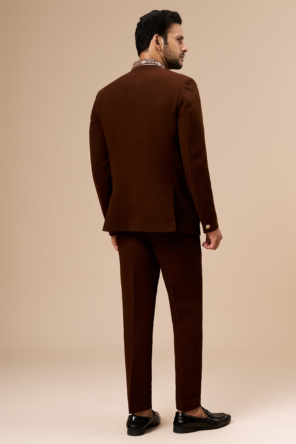 Deep Brown Georgette Jodhpuri with Cut Dana and Zari Elephant Motif