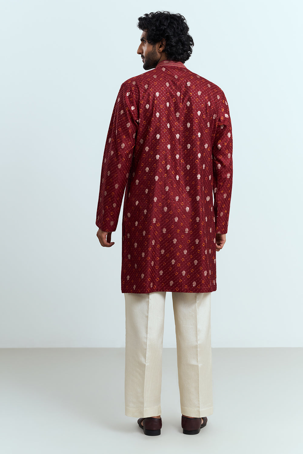 Deep Maroon Embellished Men's Kurta Set