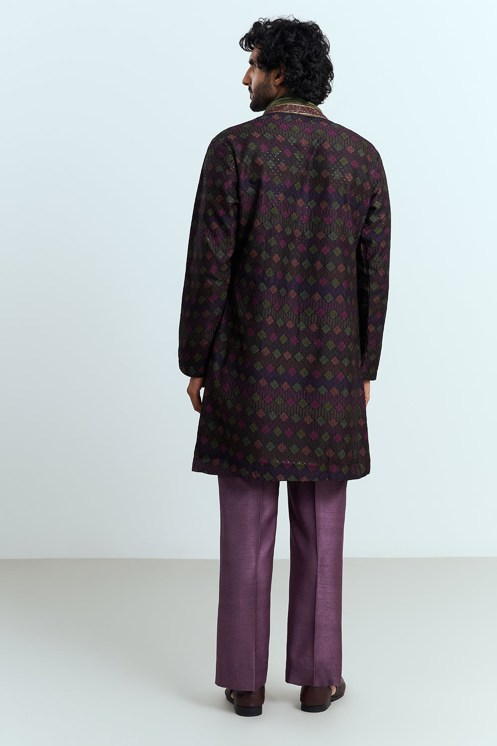 Deep Plum Embellished Men's Kurta Set