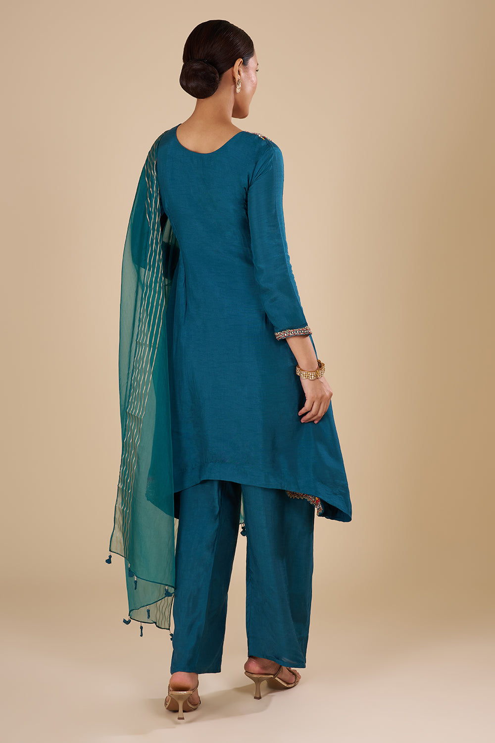 Deep Teal Silk Blend Kurta Set