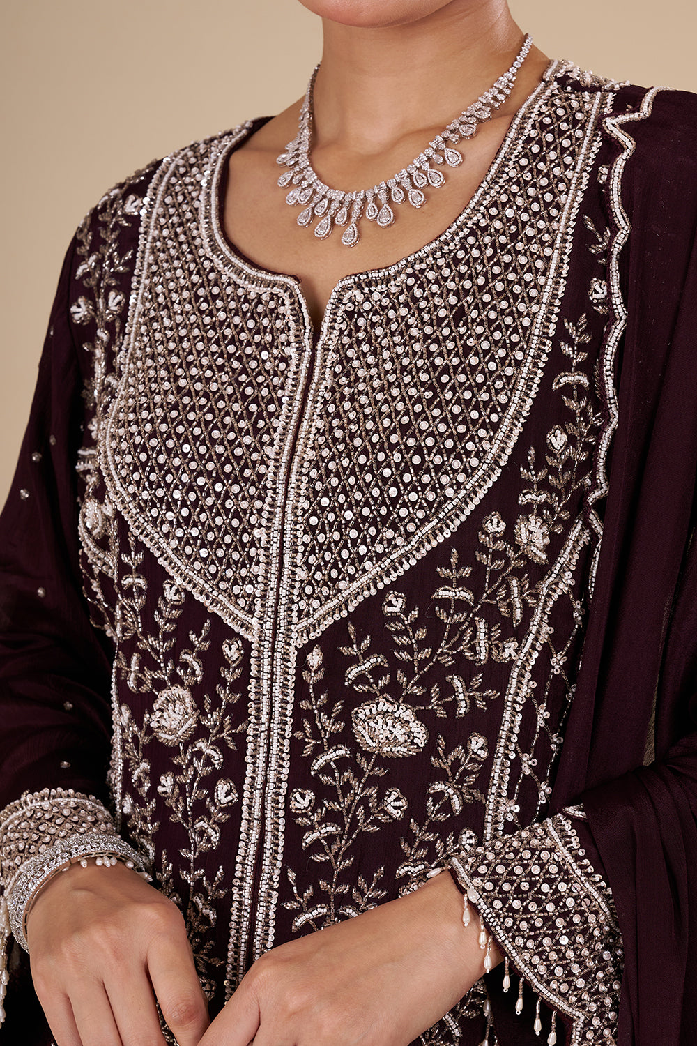 Deep Wine Kurta Sharara Set