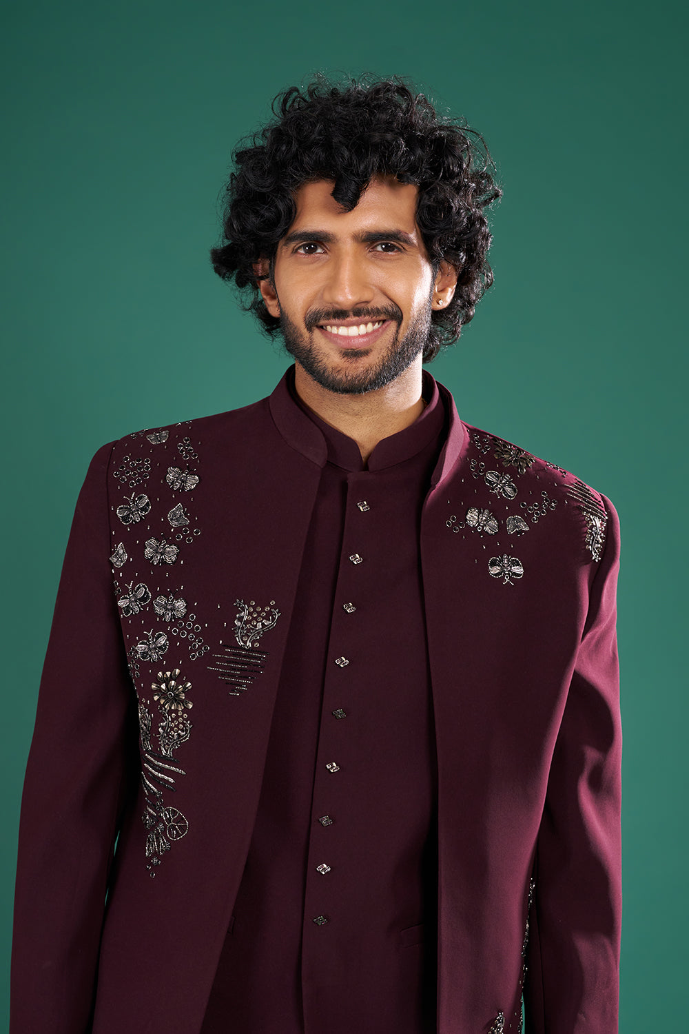 Deep Wine Men's Indo-Western Suit Set