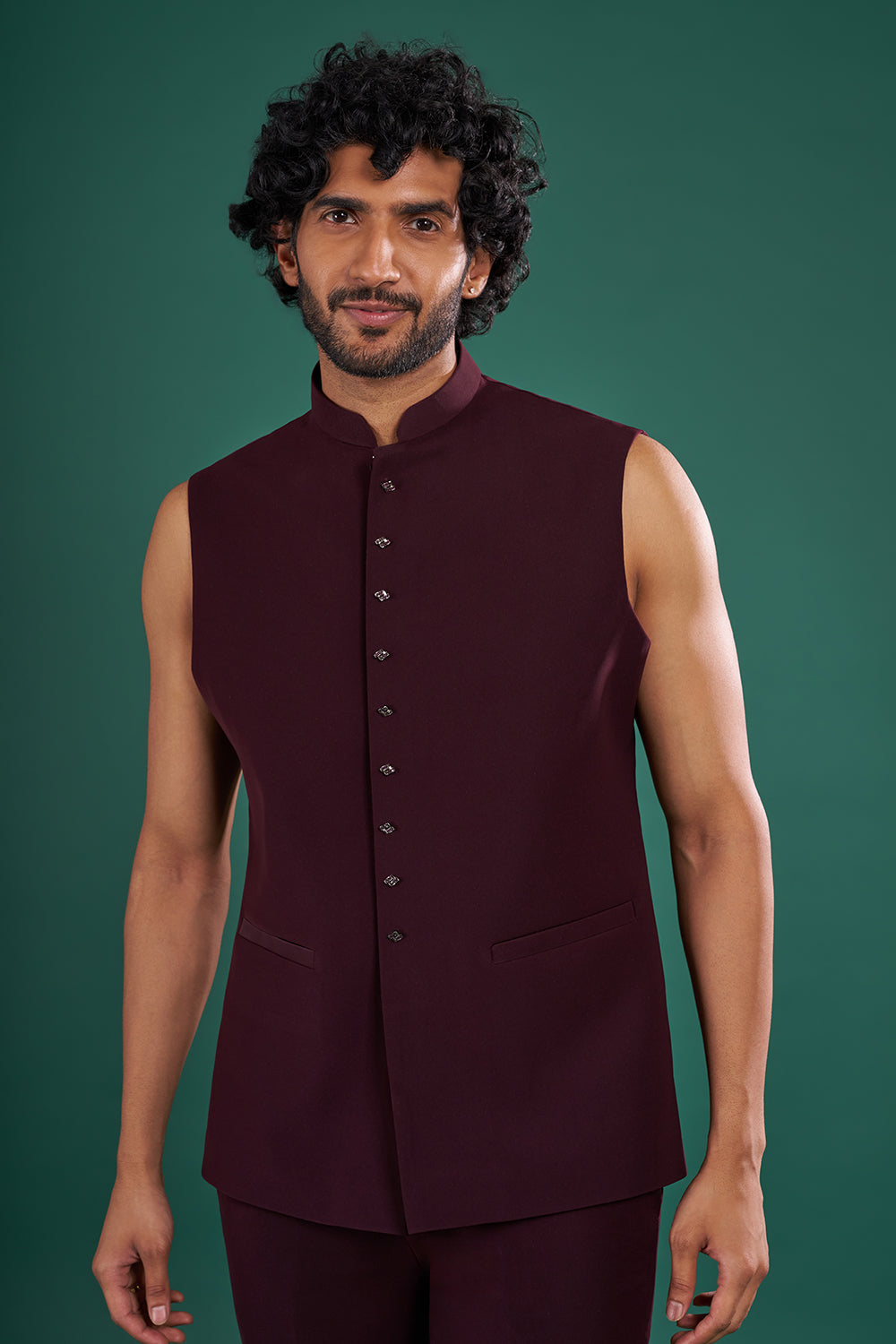 Deep Wine Men's Indo-Western Suit Set