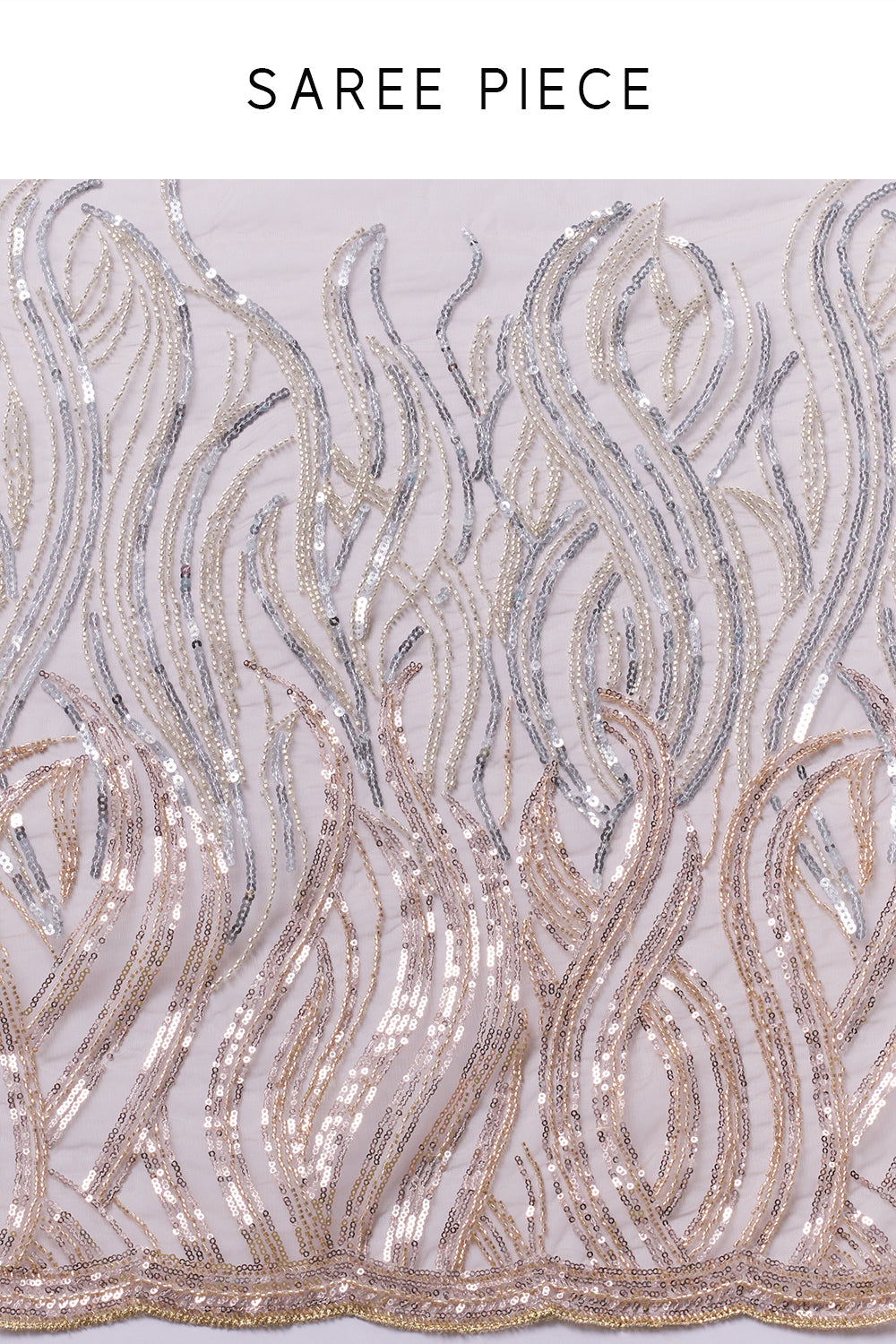 Dusty Beige Net Embroidered Saree with Cutdana and Sequin Work
