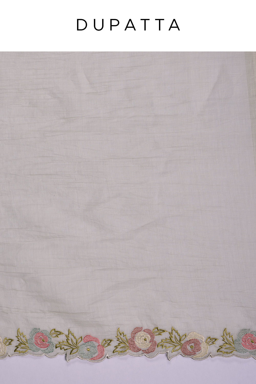 Dusty Grey Muslin Kurta Set with Floral Thread Embroidery