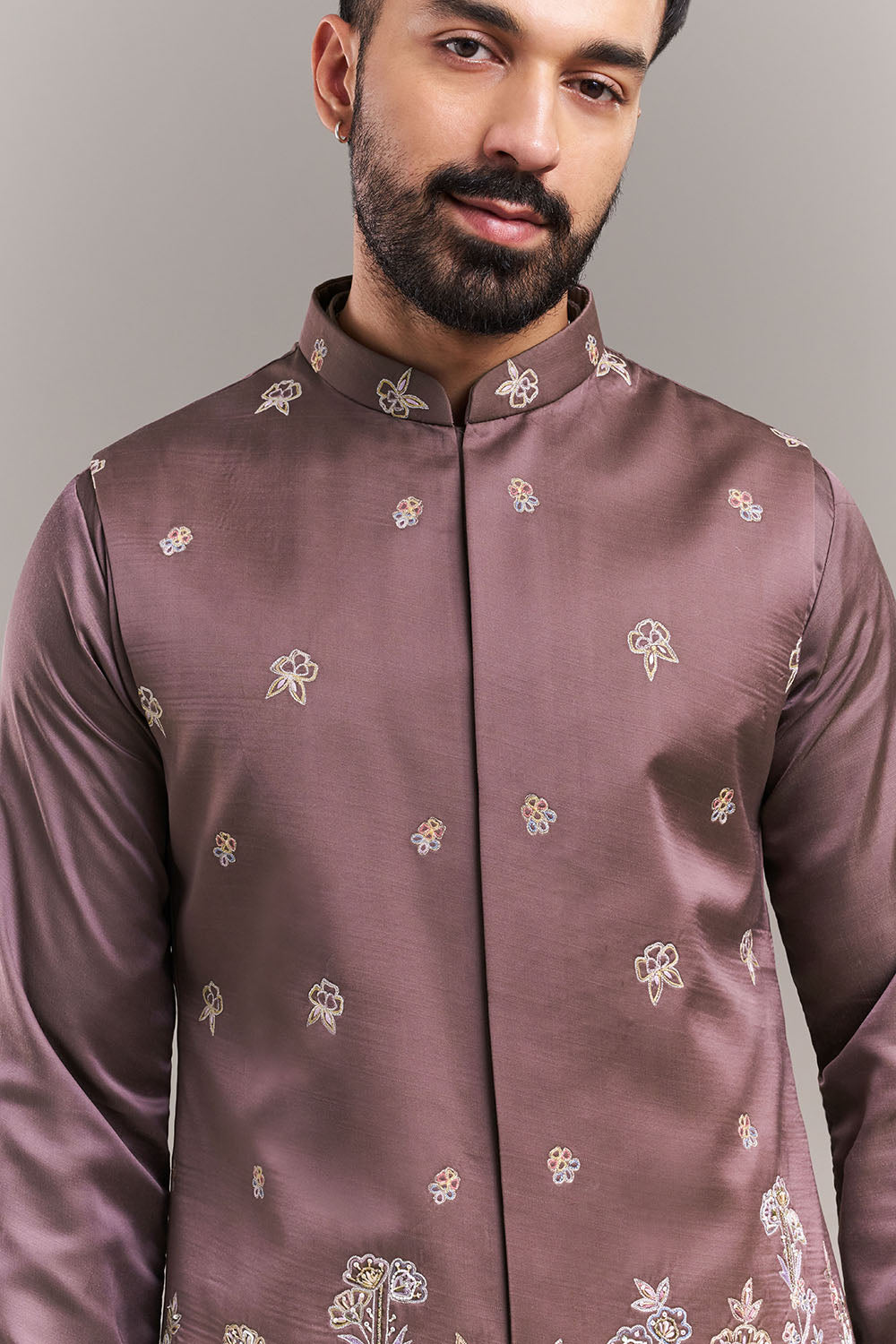 Dusty Onion Pink Nokia Silk Men's Kurta with Jacket