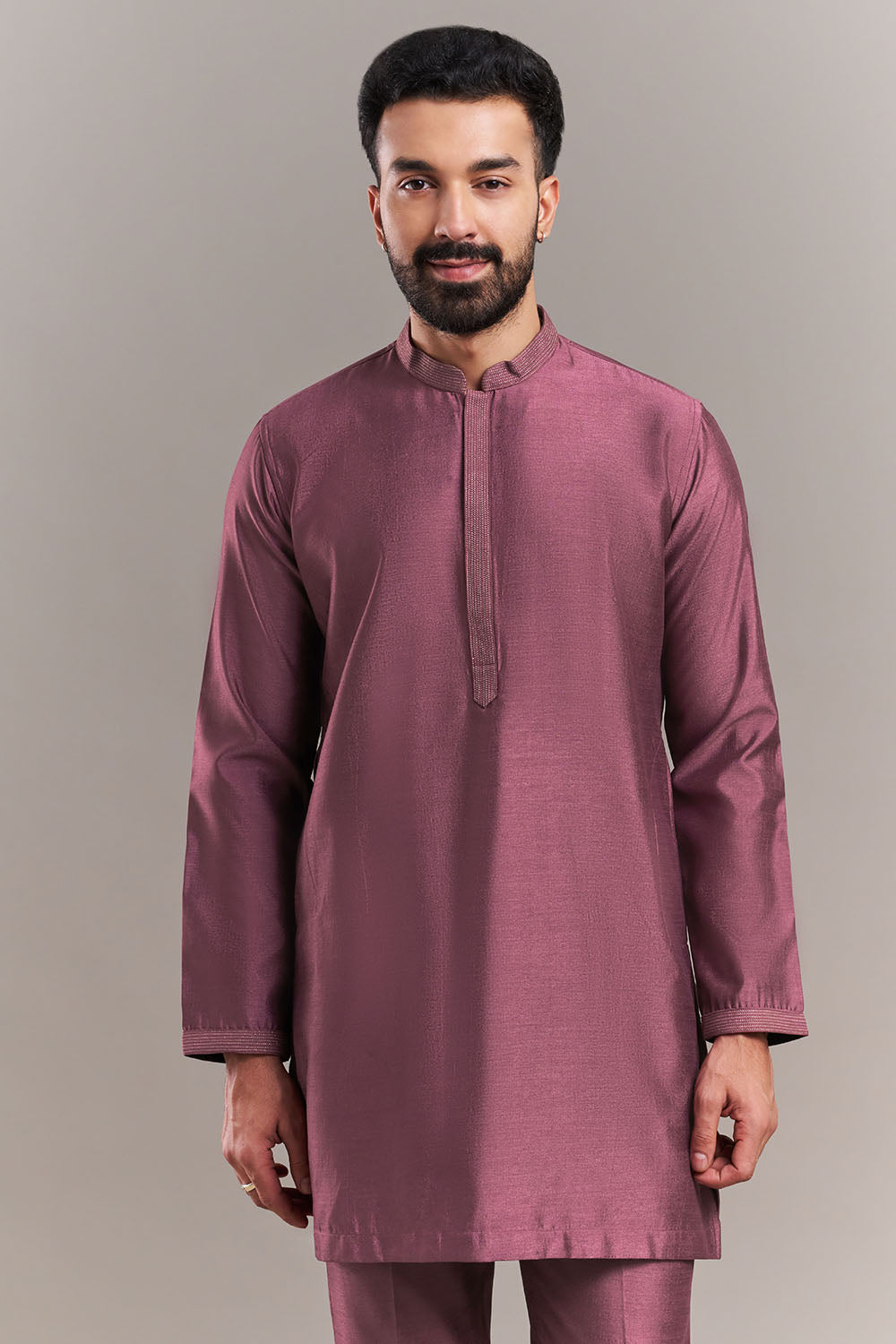 Dusty Onion Pink Silk Blend Medallion Men's Kurta Set with Jacket