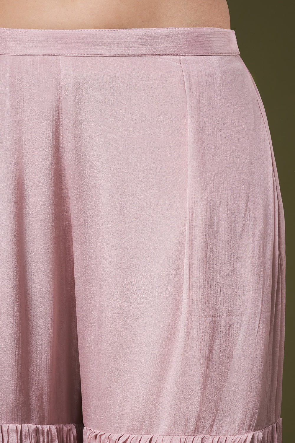 Dusty Pink Chinon Sharara Suit with Resham and Cutdana Work