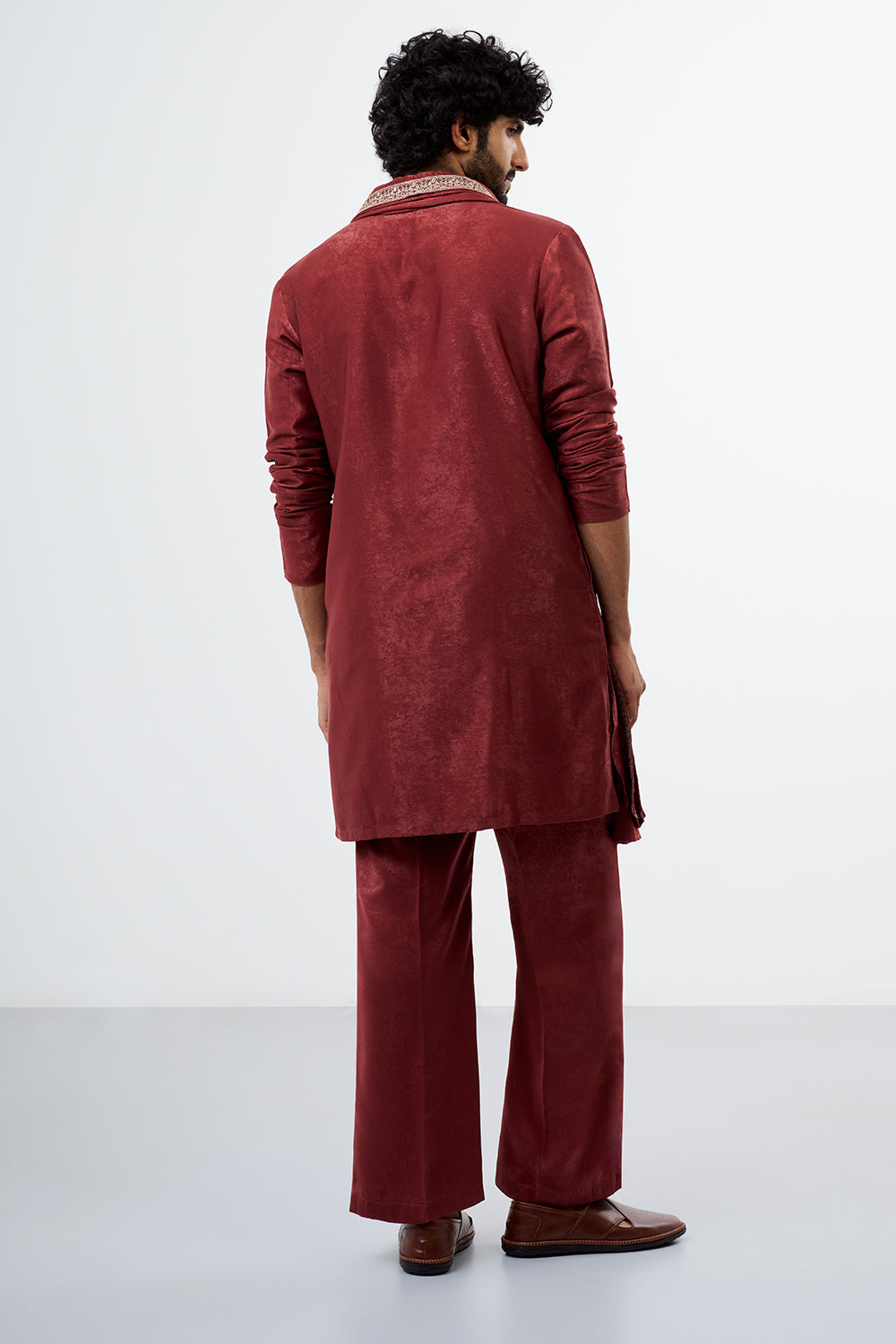 Dusty Rose Pink Embroidered Men's Kurta Set