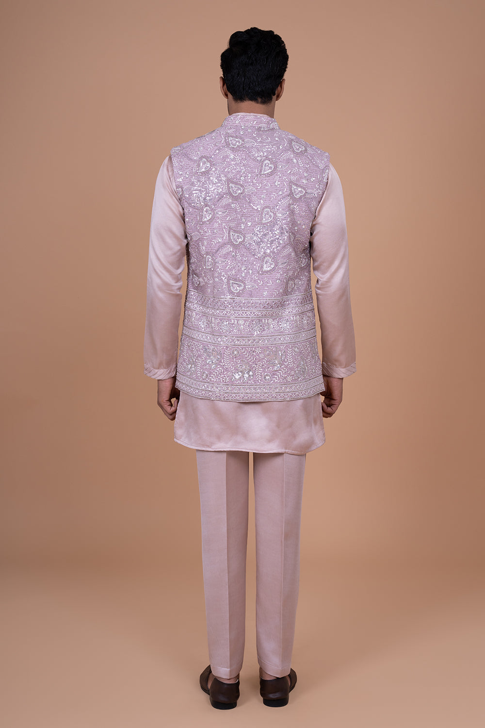 Dusty Rose Silk Waistcoat with Threadwork