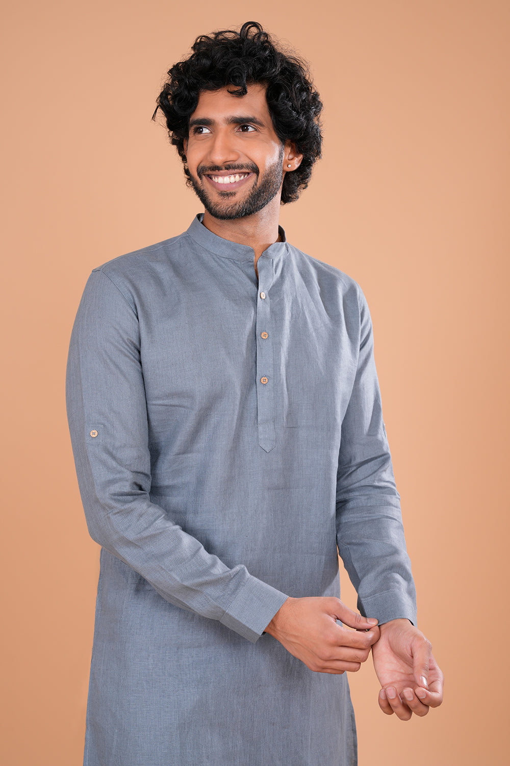 Elegant Grey Minimal Men's Kurta Set