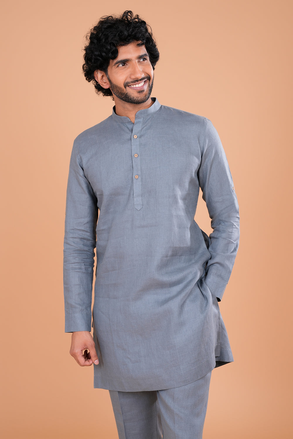Elegant Grey Minimal Men's Kurta Set