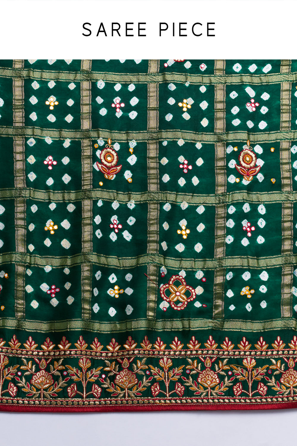 Emerald Green Bandhej Gharchola Embroidered Saree