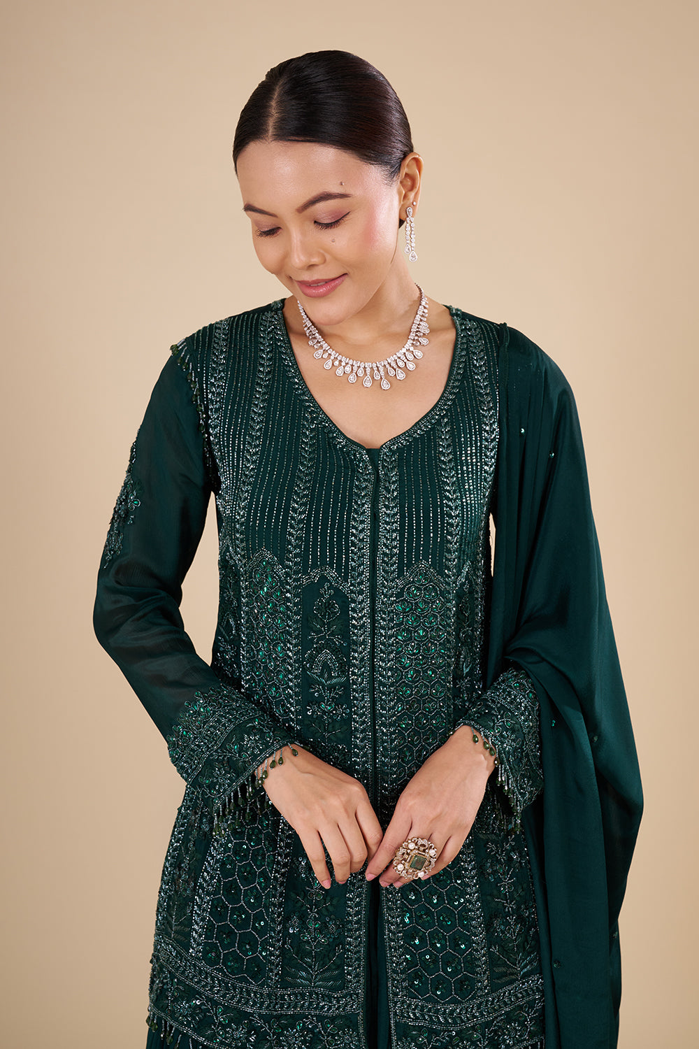 Emerald Green Kurta Sharara Set