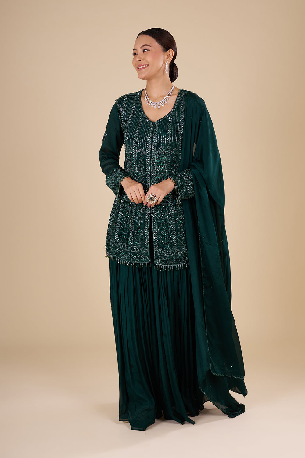 Emerald Green Kurta Sharara Set