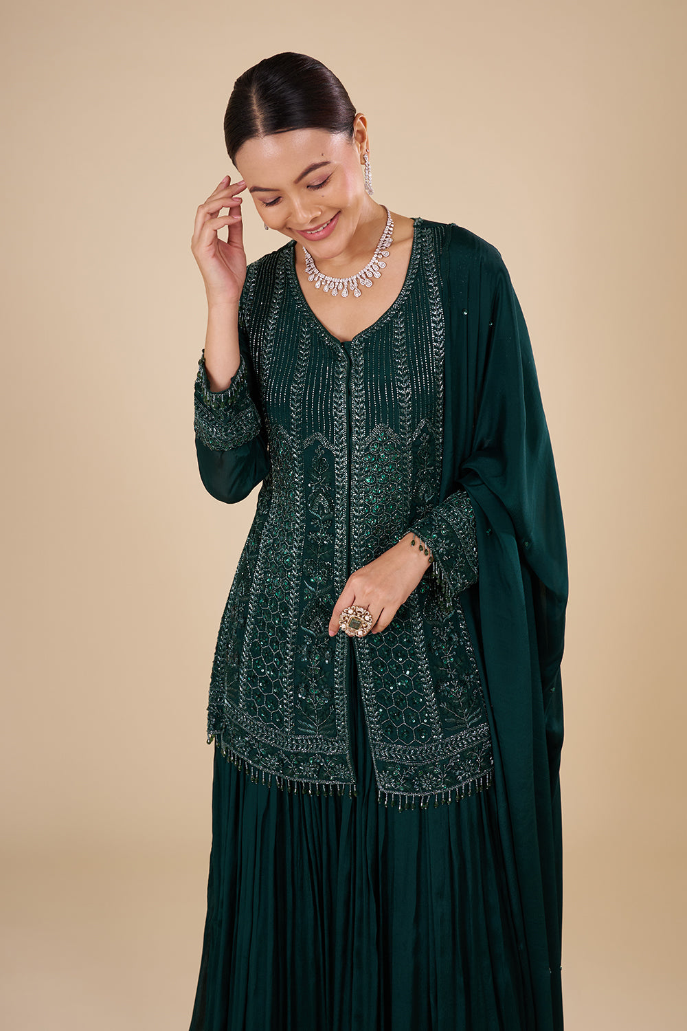 Emerald Green Kurta Sharara Set