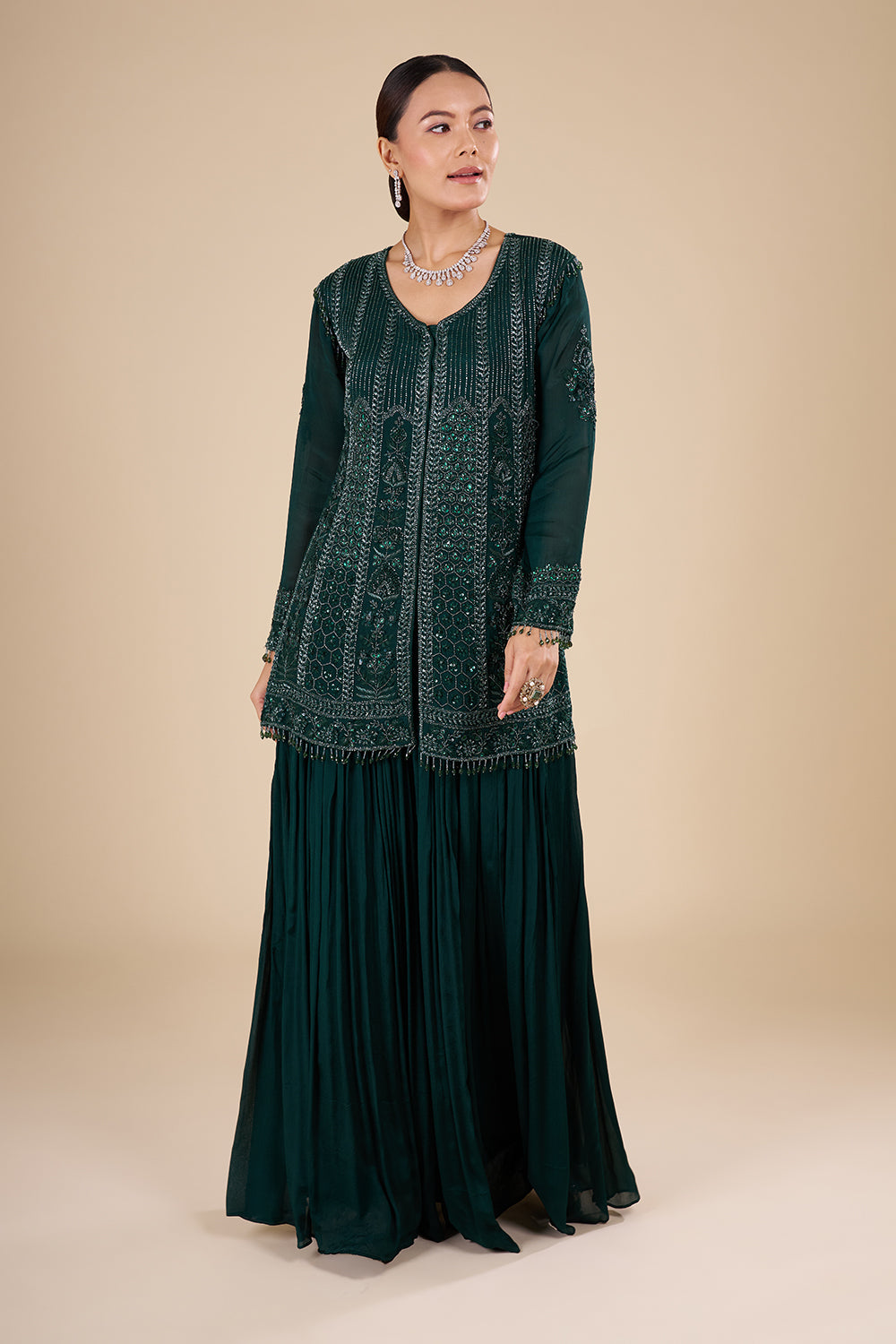 Emerald Green Kurta Sharara Set