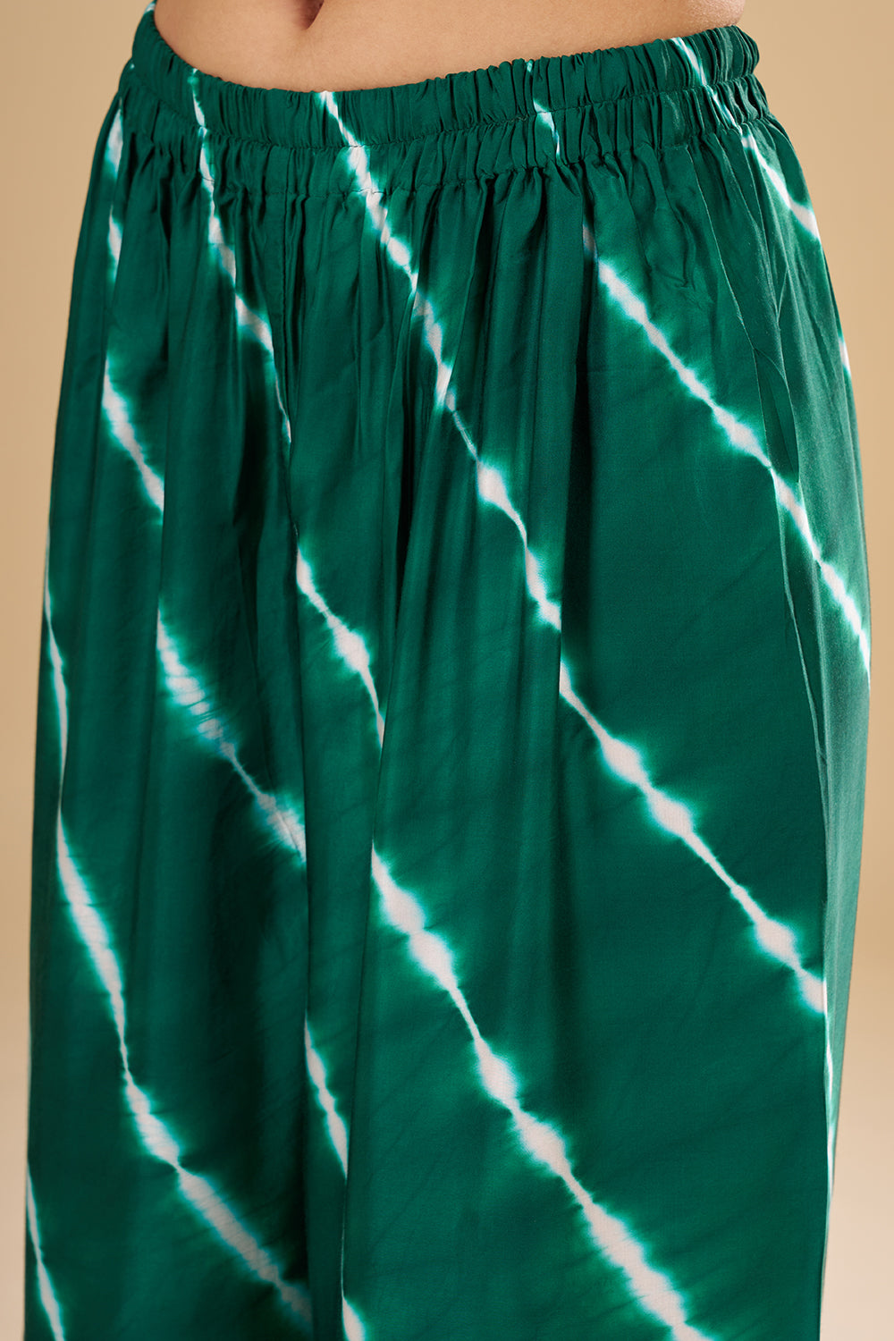 Emerald Green Modal Satin Tunic Set with Resham Embroidery