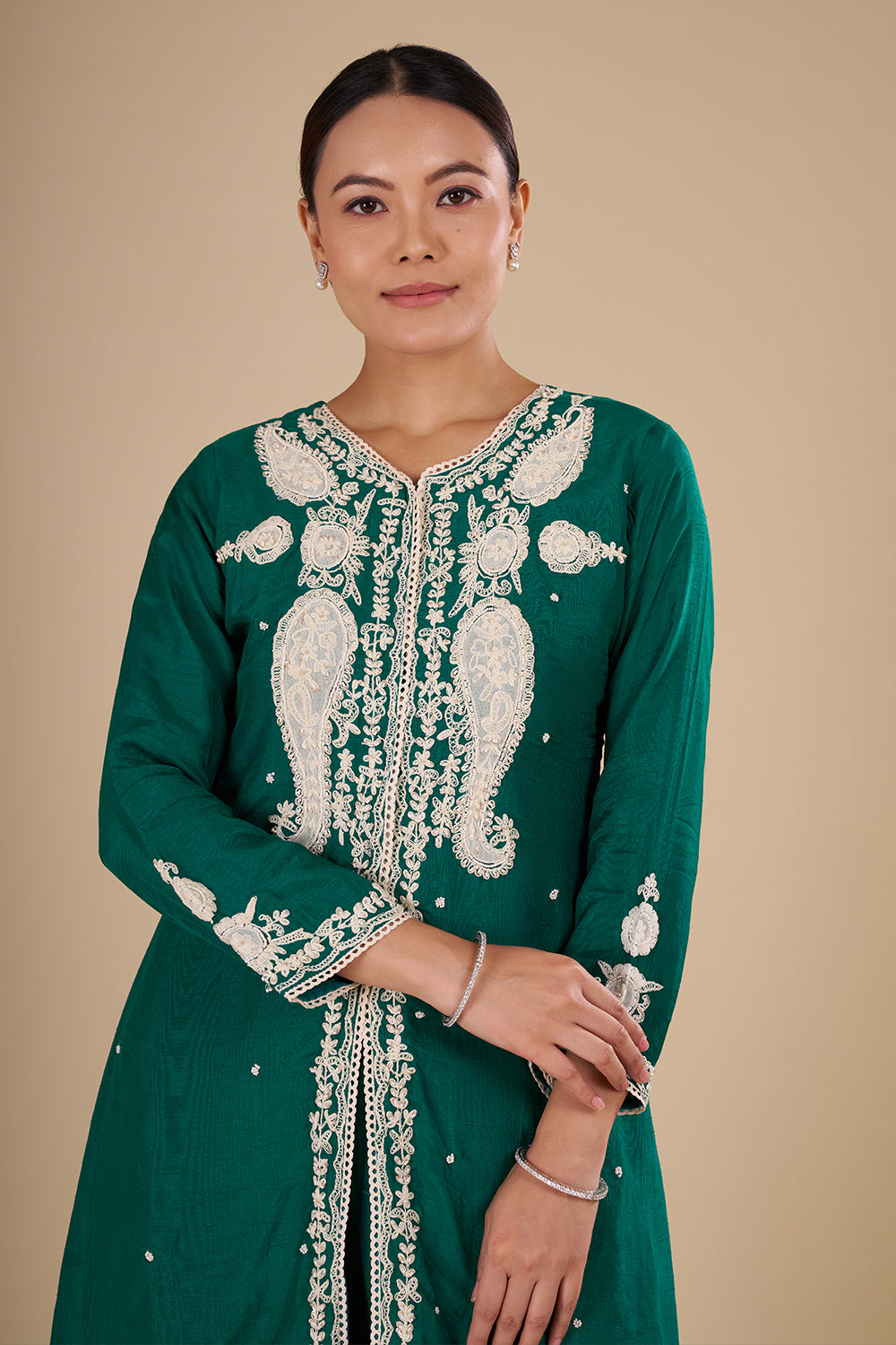 Emerald Green Silk Kurta Set