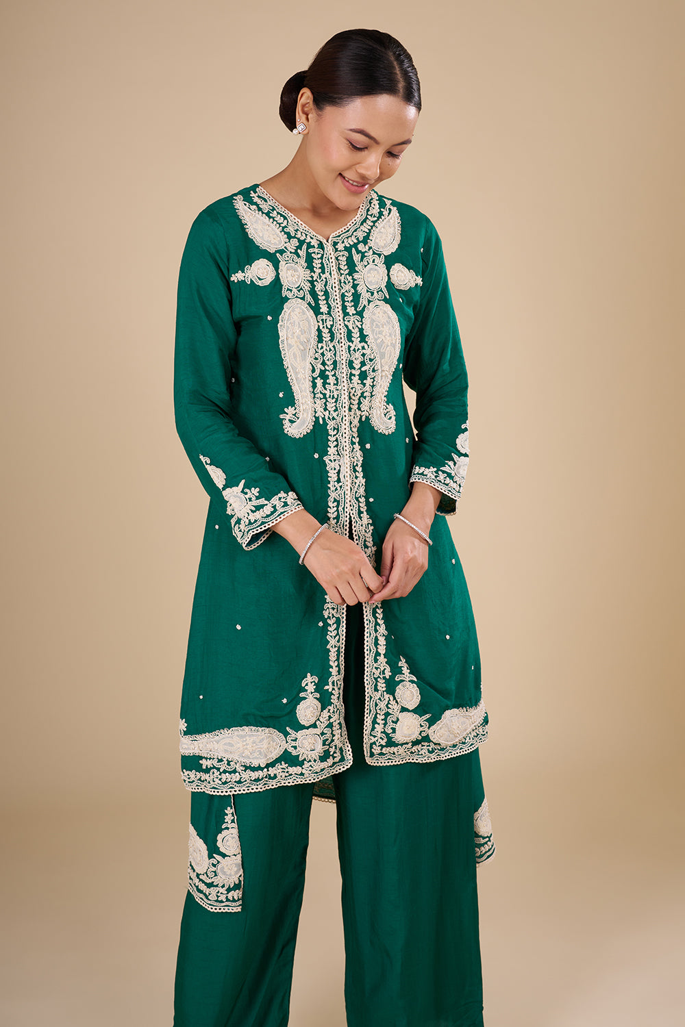 Emerald Green Silk Kurta Set