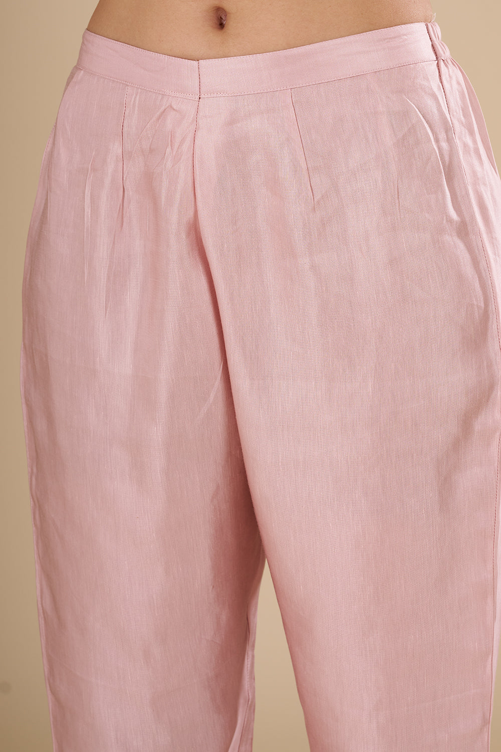 Floral Threadwork Blush Pink Chanderi Kurta Set