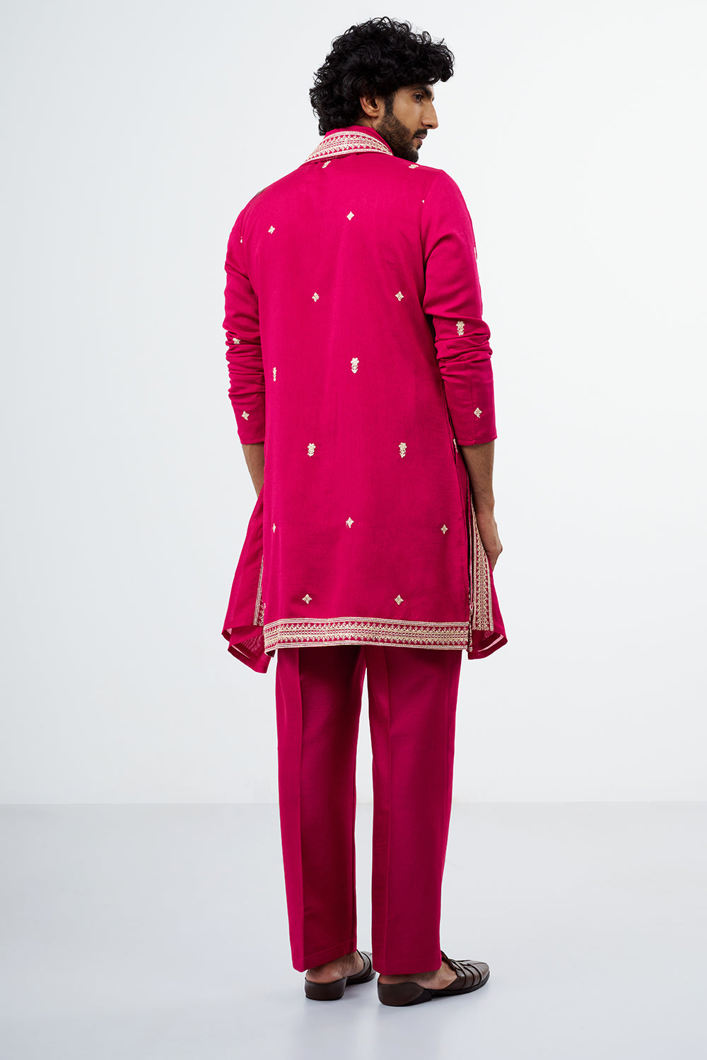 Fuchsia Embroidered Men's Kurta Set