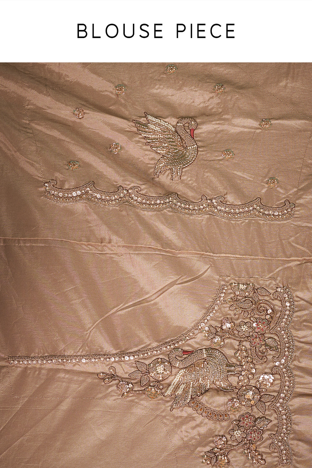 Gold Banarasi Brocade Saree with Zardozi Hand Embroidery and Unstitched Blouse