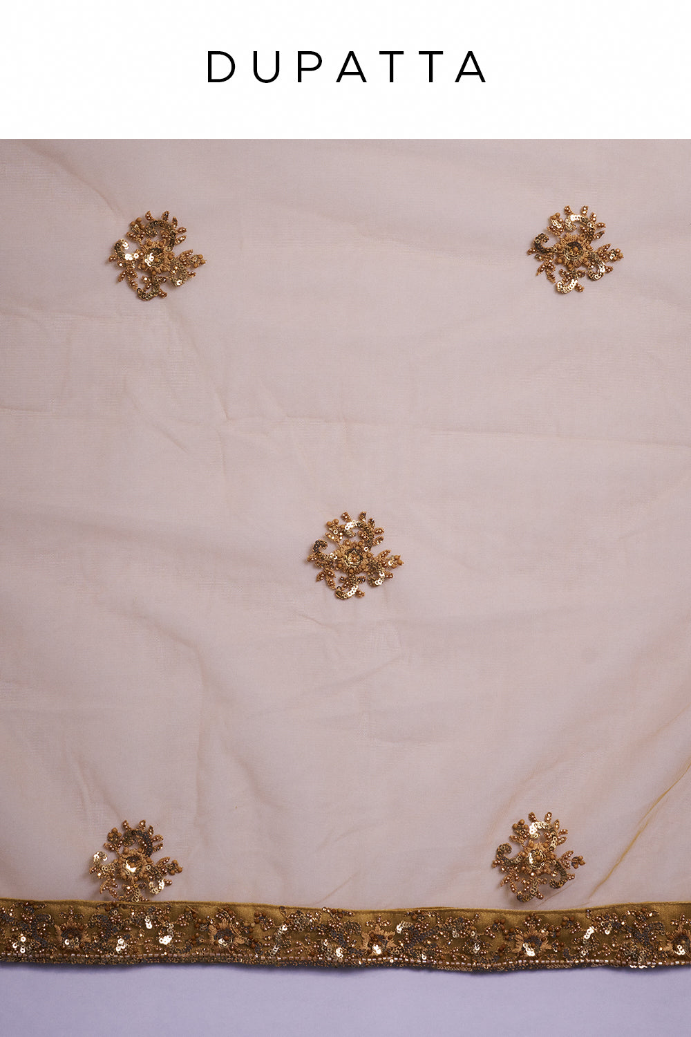 Gold Net Bridesmaid Lehenga with Cutdana, Sequin and Bead Work