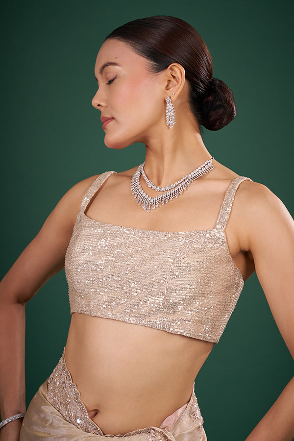 Gold Net Sequin Work Blouse
