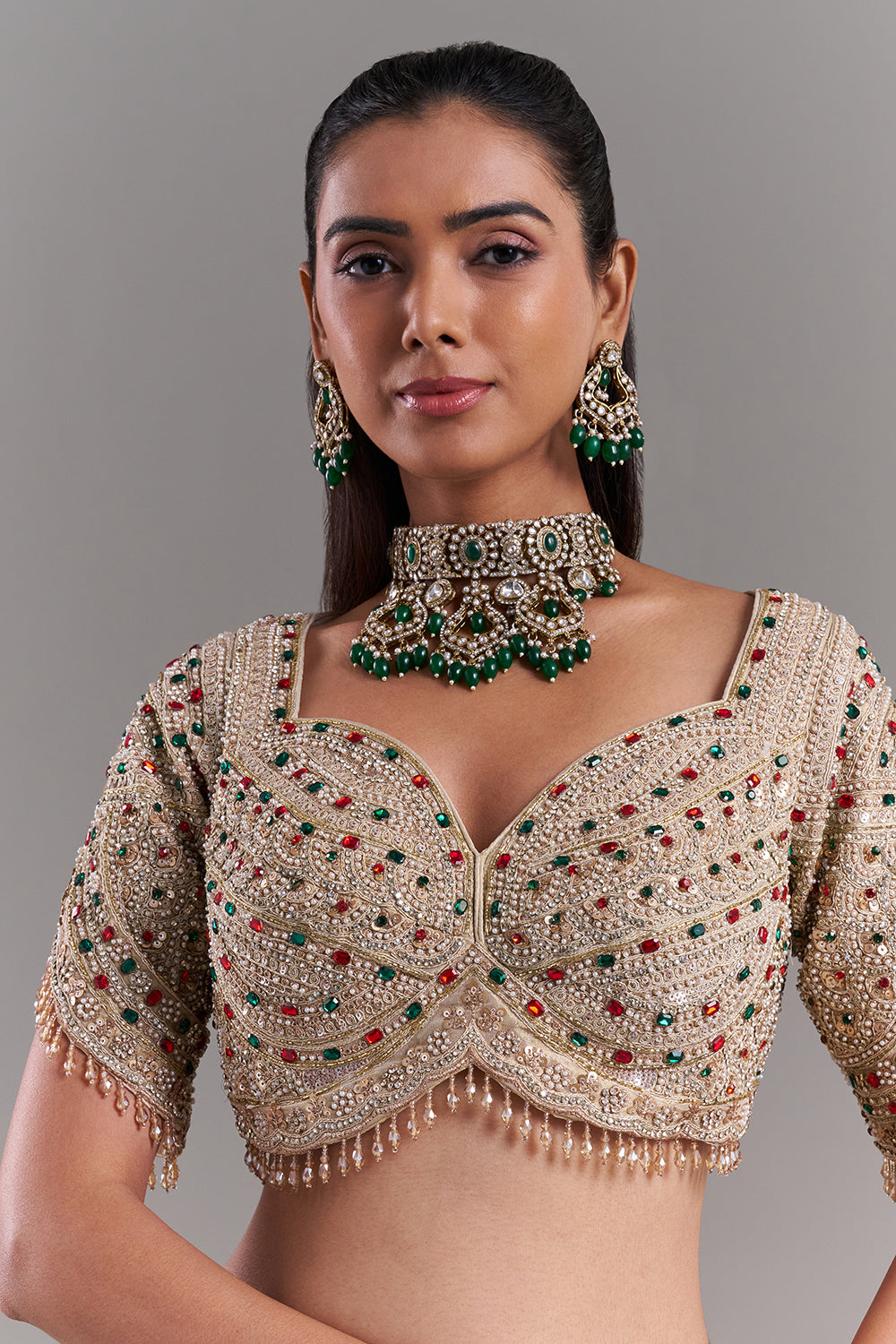 Gold Shimmer Organza Saree with Stitched Blouse