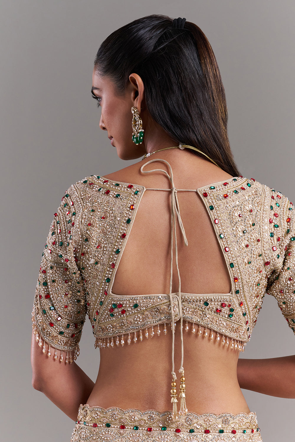 Gold Shimmer Organza Saree with Stitched Blouse