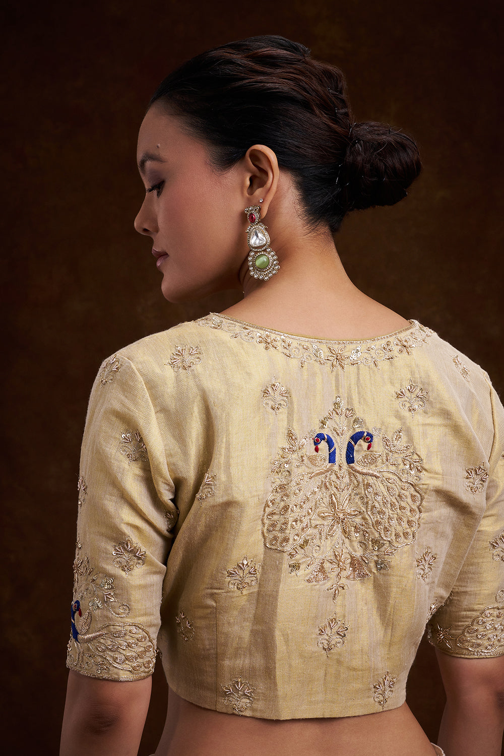 Gold Silk Zari Embroidered Blouse