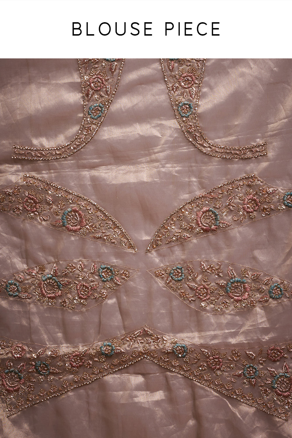 Gold Tissue Silk Bridal Lehenga with Cutdana Work and Unstitched Blouse