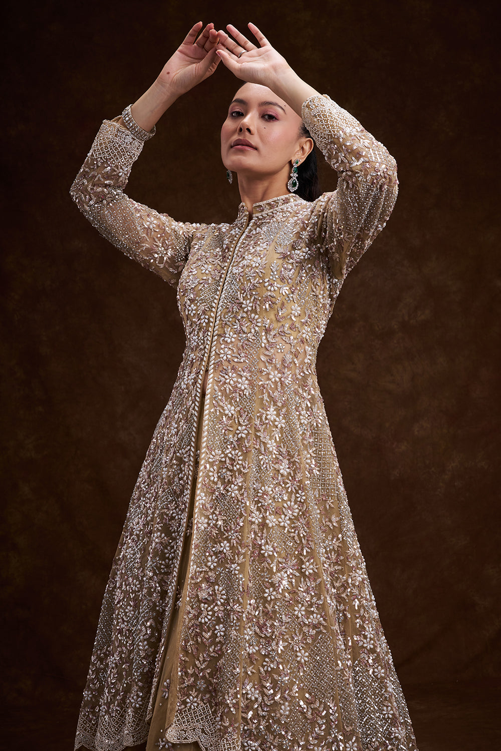 Golden Net Bridal Lehenga with Ornate Scalloped Borders