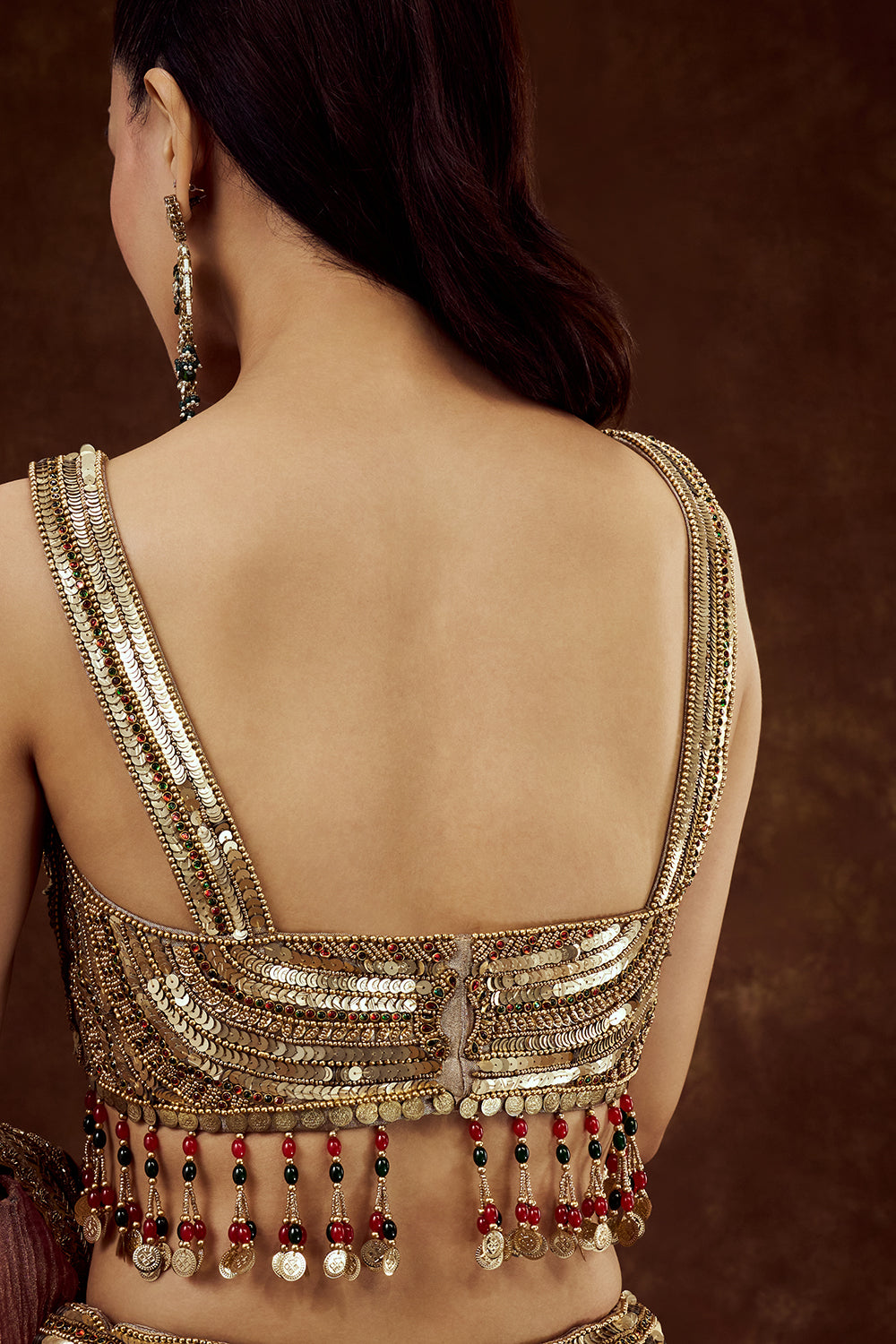 Golden Tissue Lehenga with Sequin and Bead Work