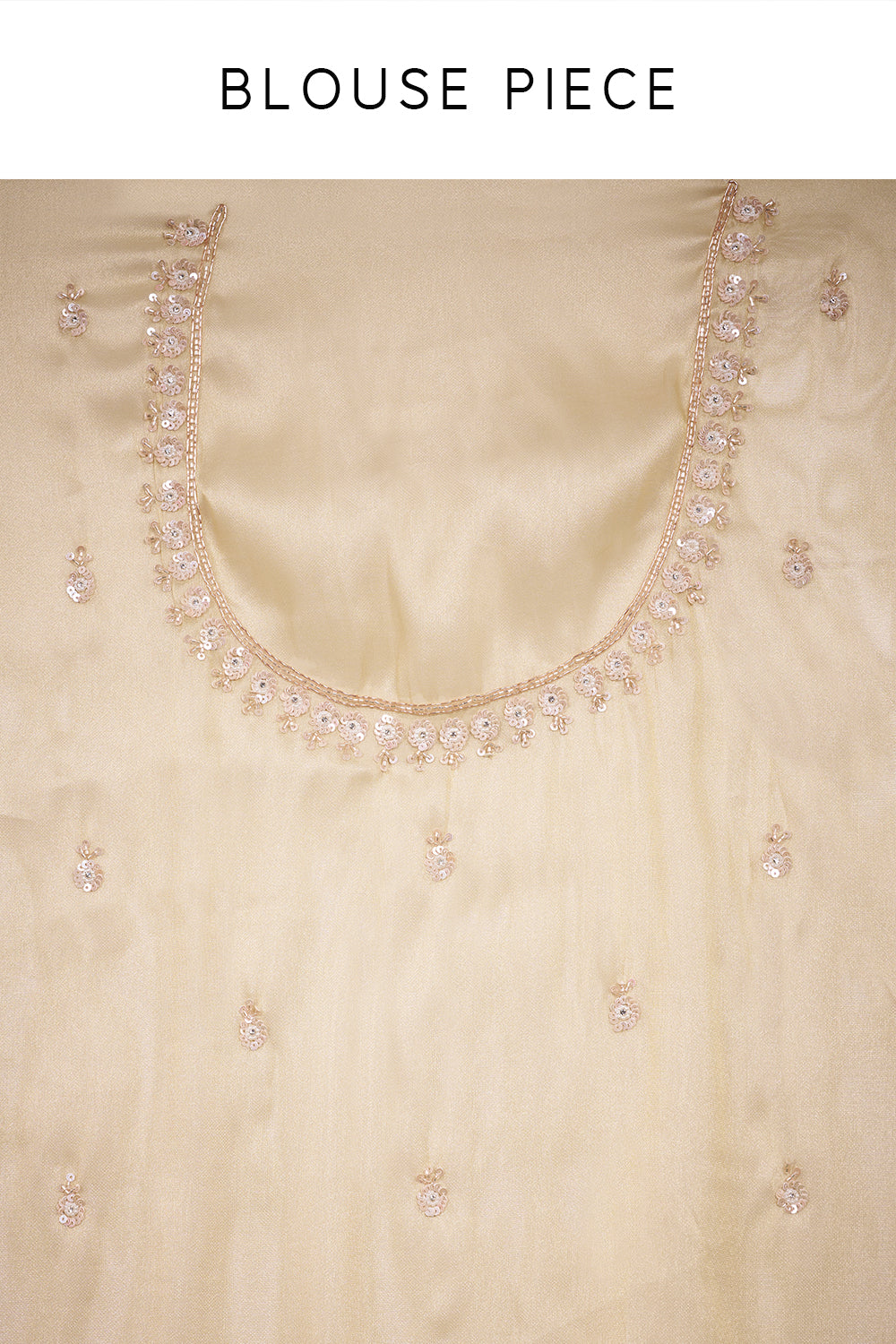 Golden Tissue Saree with Floral Embroidered Scalloped Border and Unstitched Blouse