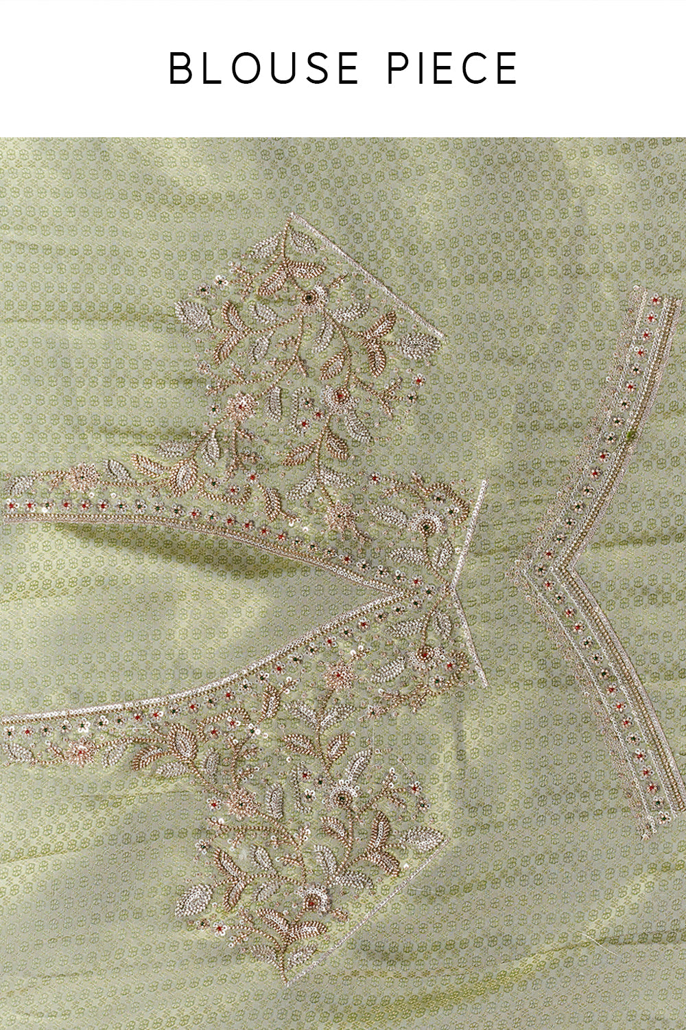 Grass Green Brocade Saree with Zari Work