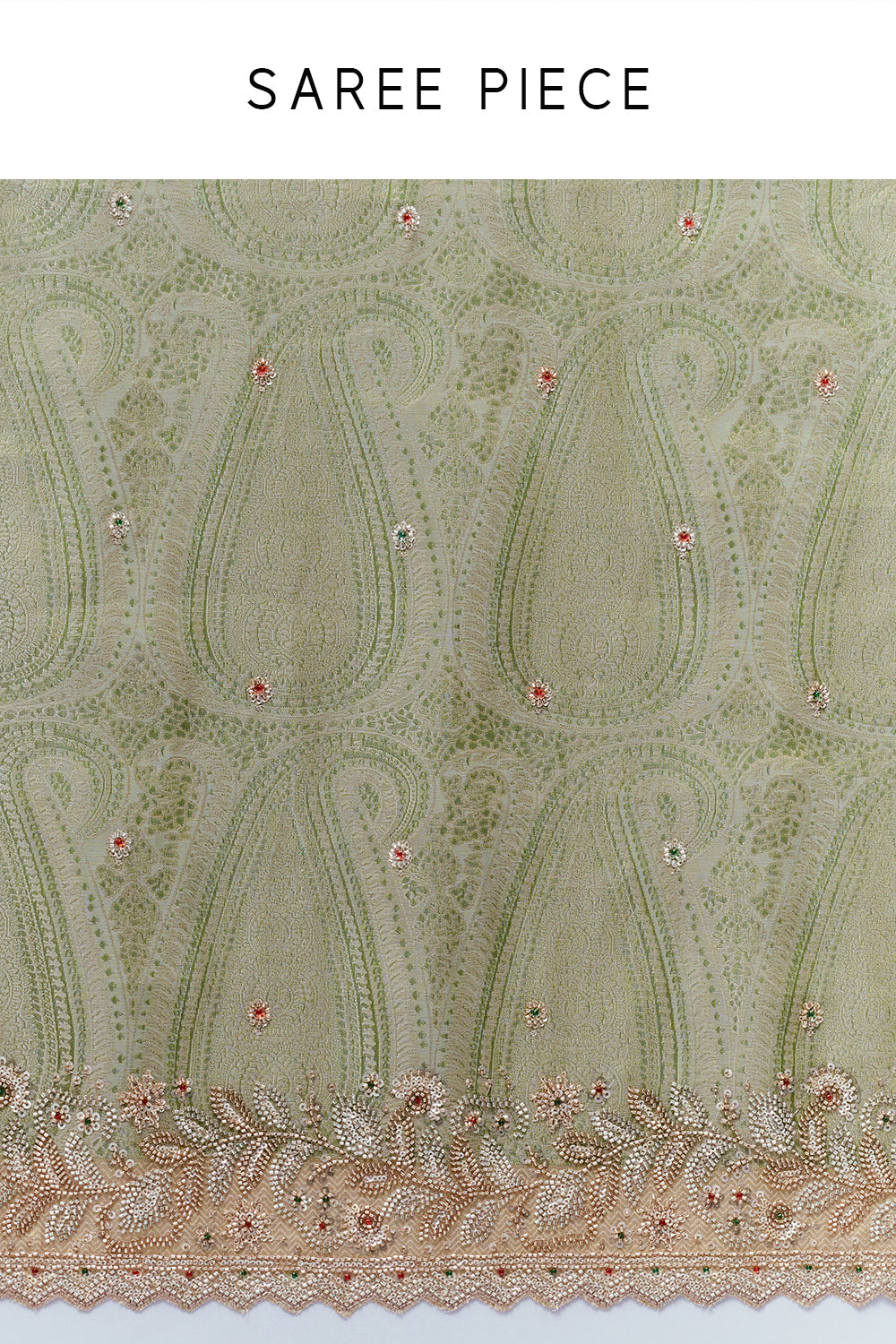 Grass Green Brocade Saree with Zari Work