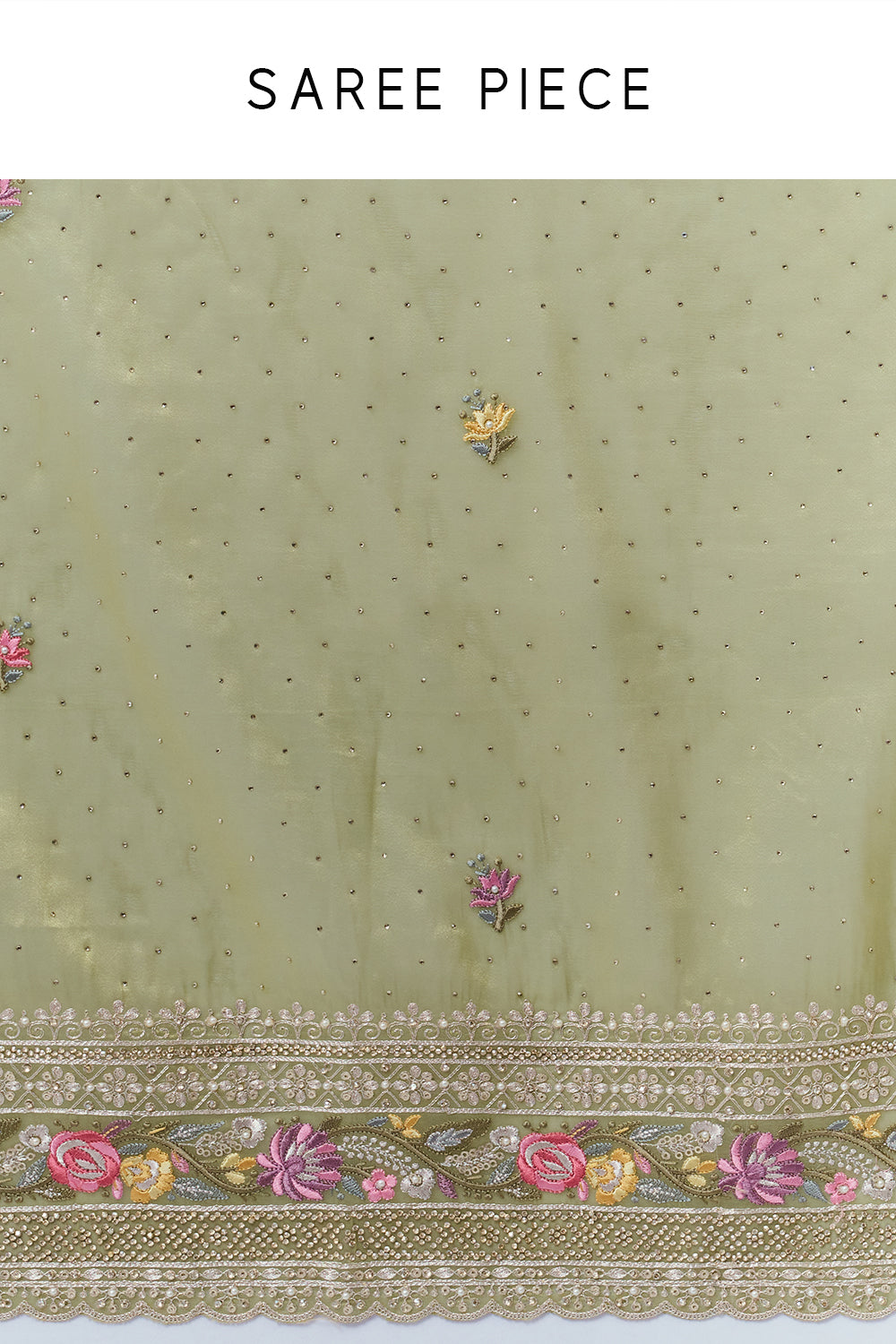Green Organza Saree with Resham-Embroidered Border