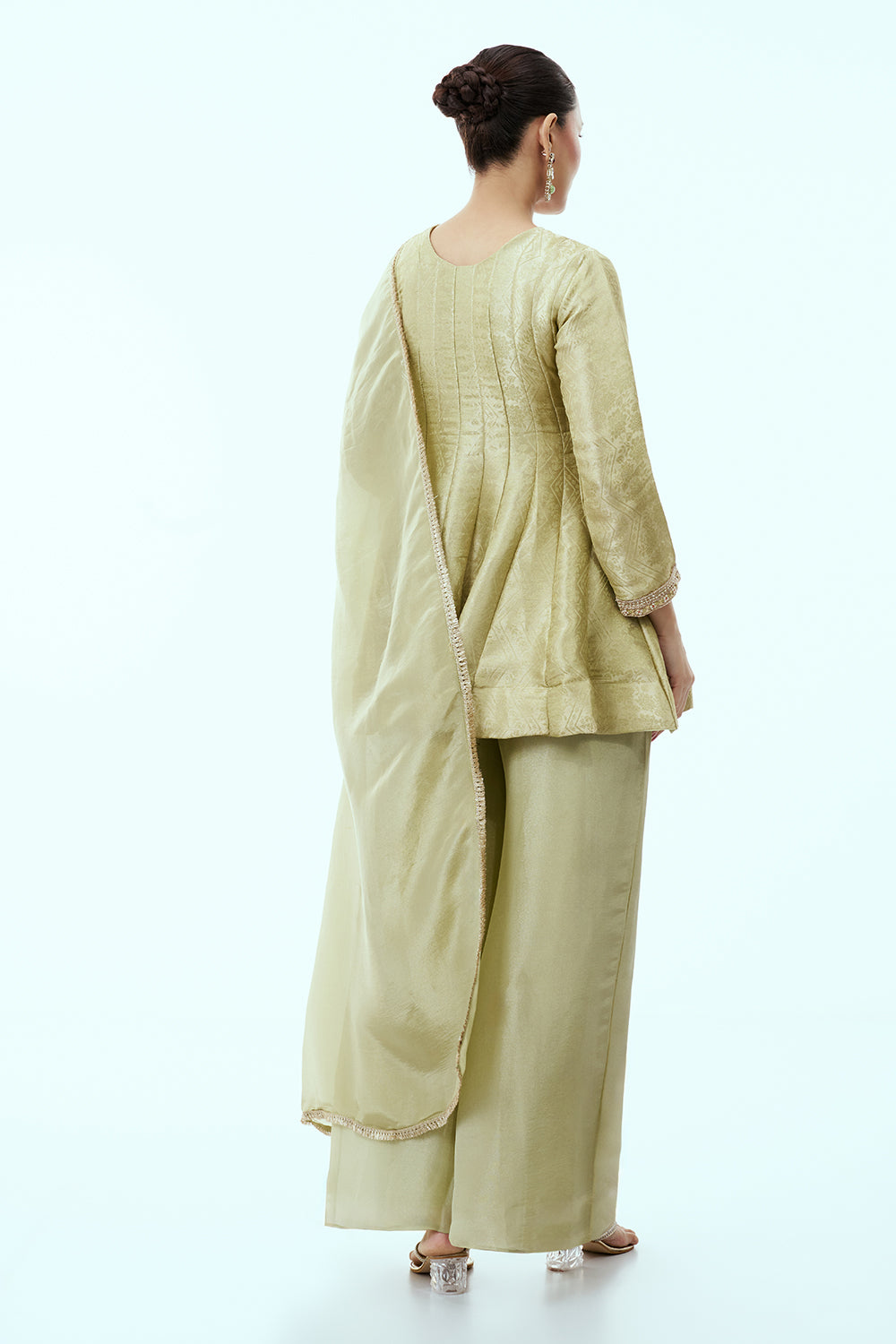 Green Peplum Top with Palazzo Pants